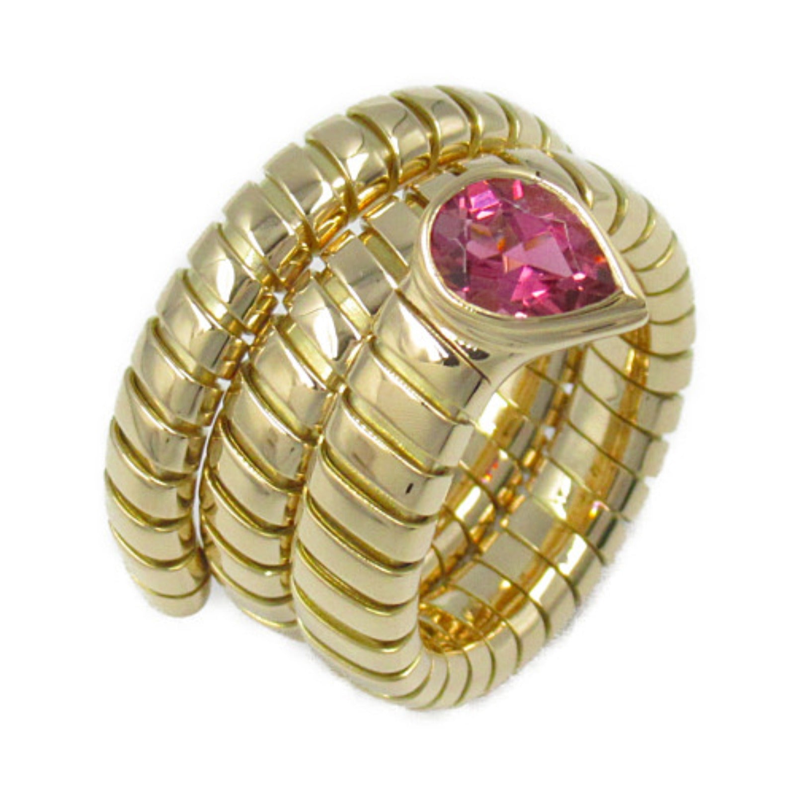 Bvlgari Tubogas Pink Tourmaline Ring K18 YG