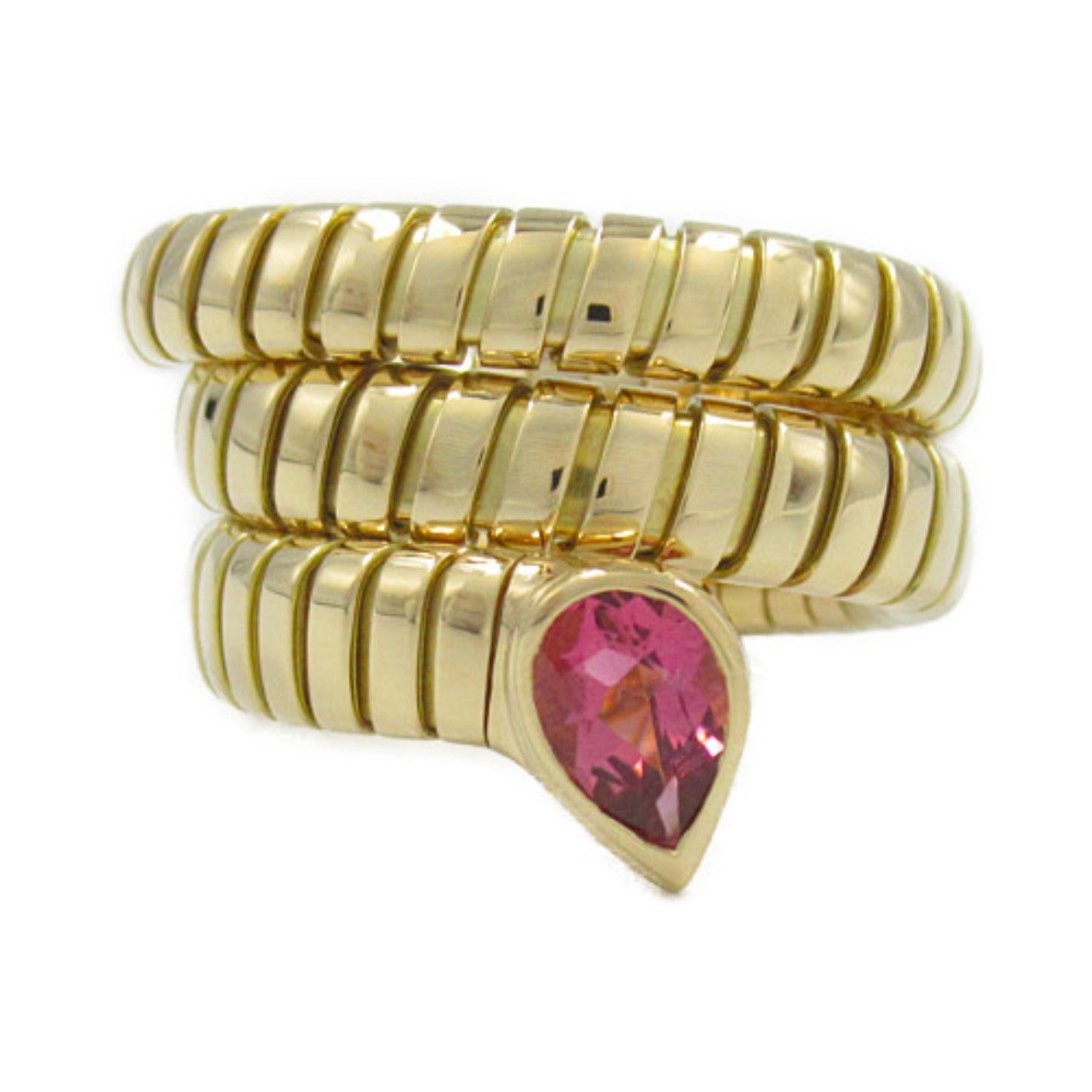 Bvlgari Tubogas Pink Tourmaline Ring K18 YG