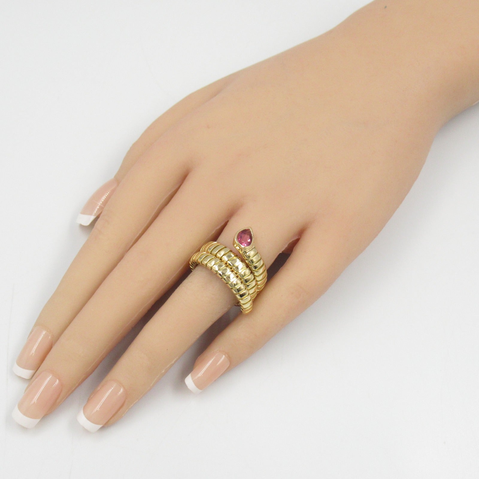 Bvlgari Tubogas Pink Tourmaline Ring K18 YG