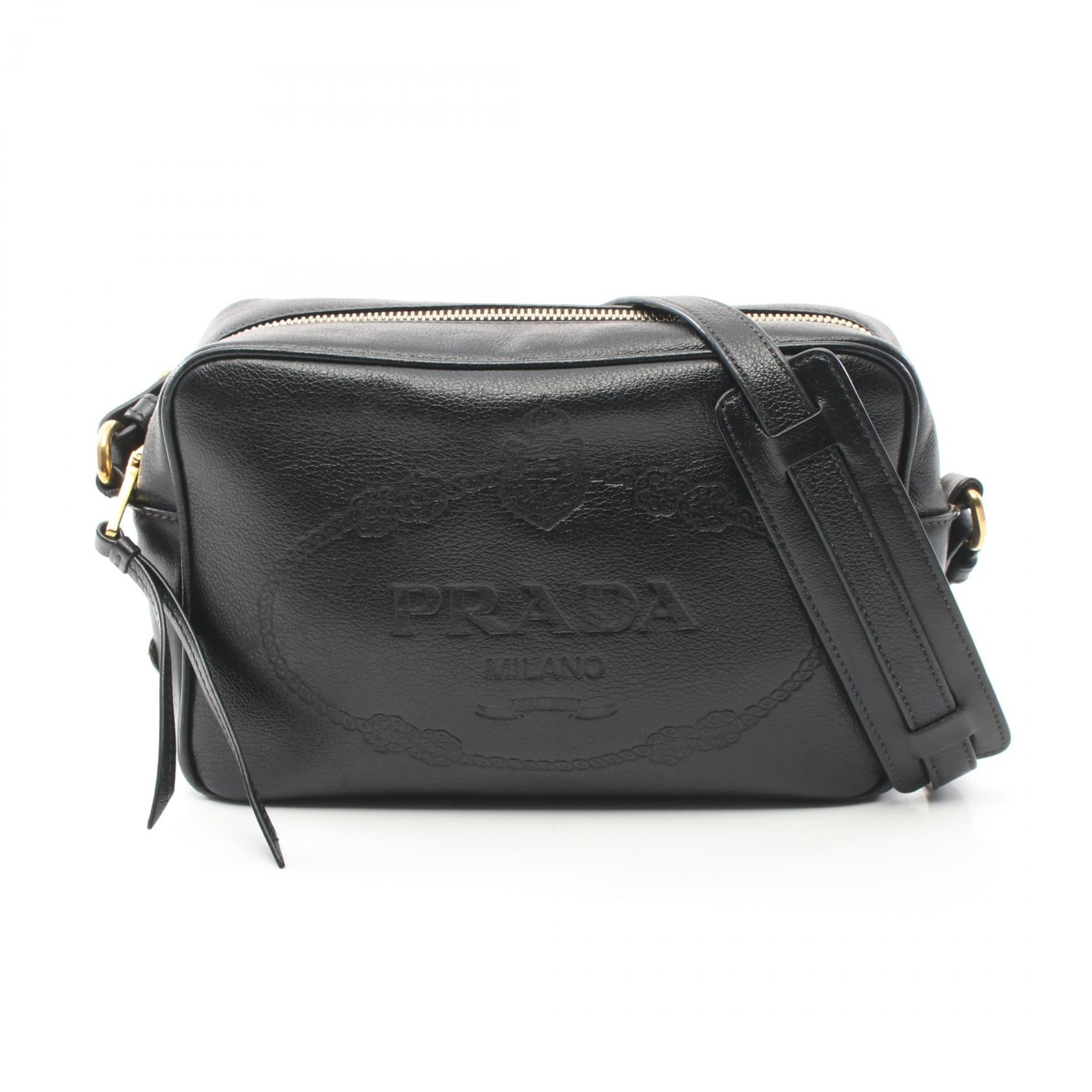 Prada Leather Shoulder Bag Black 1BH089