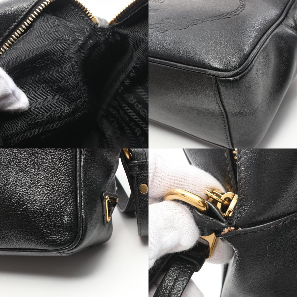 Prada Leather Shoulder Bag Black 1BH089