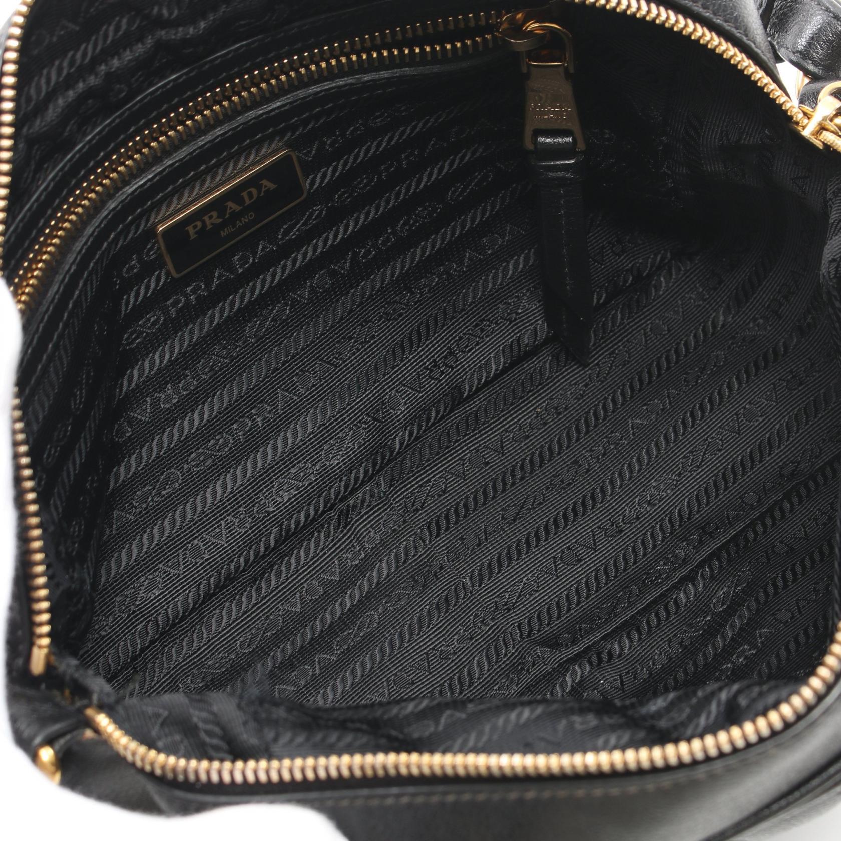 Prada Leather Shoulder Bag Black 1BH089