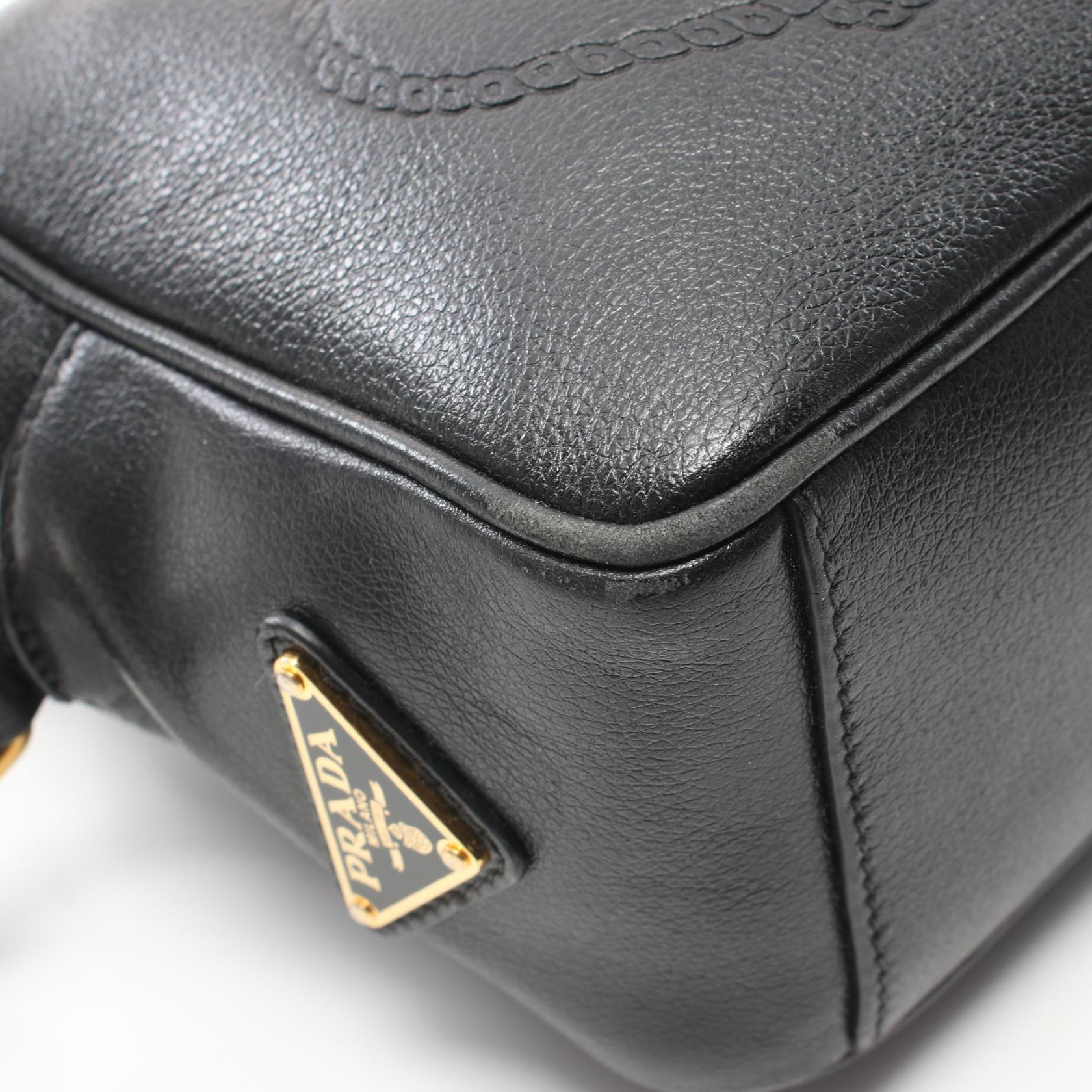 Prada Leather Shoulder Bag Black 1BH089