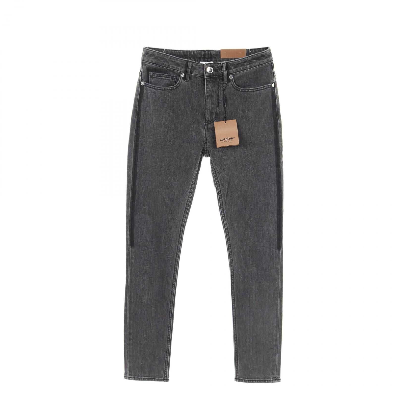 Burberry Cotton Denim Pants Gray