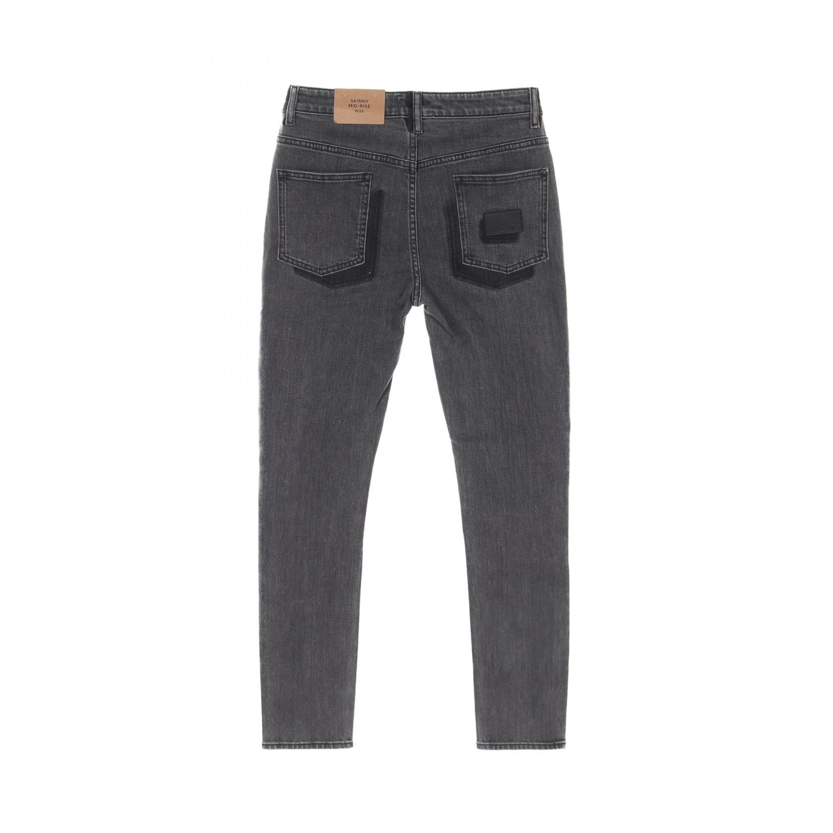 Burberry Cotton Denim Pants Gray