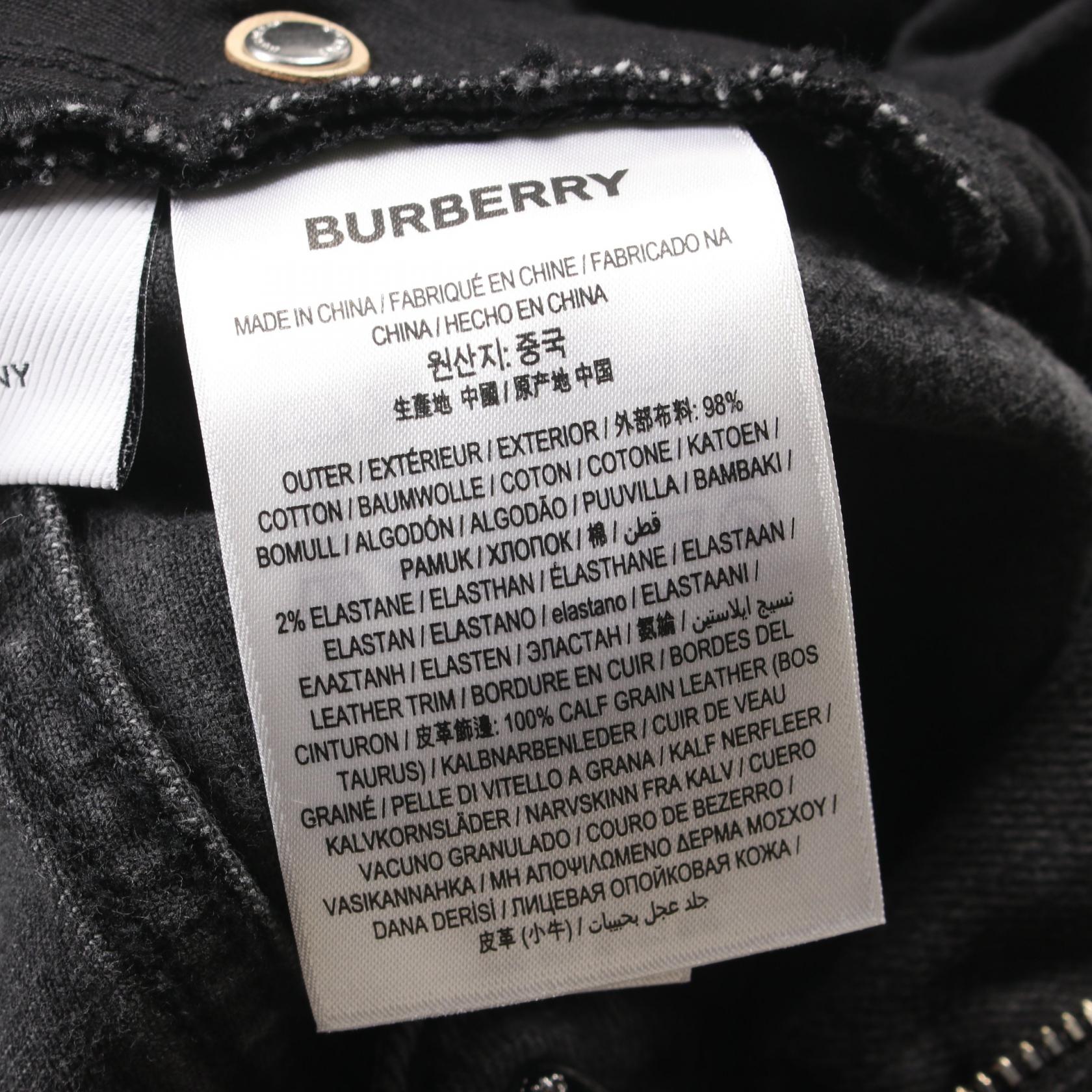 Burberry Cotton Denim Pants Gray