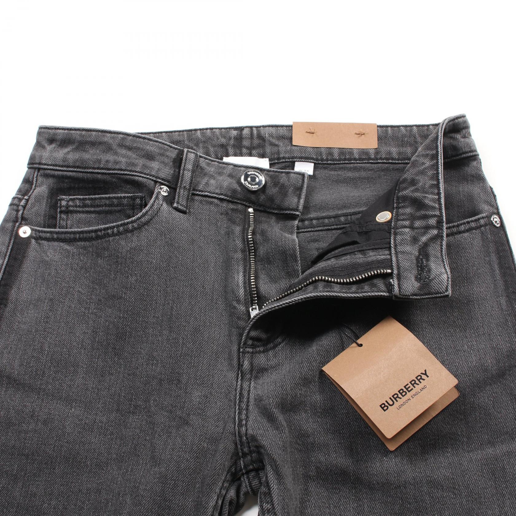 Burberry Cotton Denim Pants Gray