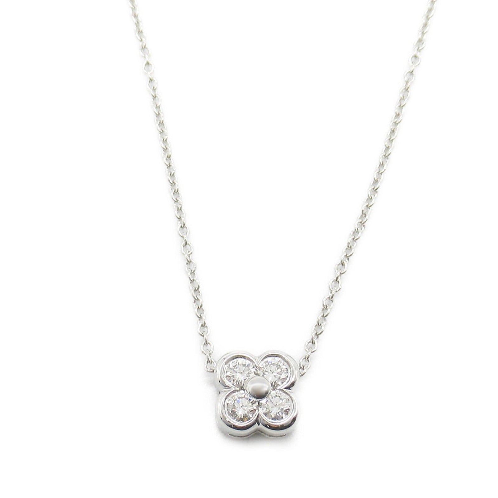 Tiffany & Co Platinum Diamond 4P Bezel Necklace