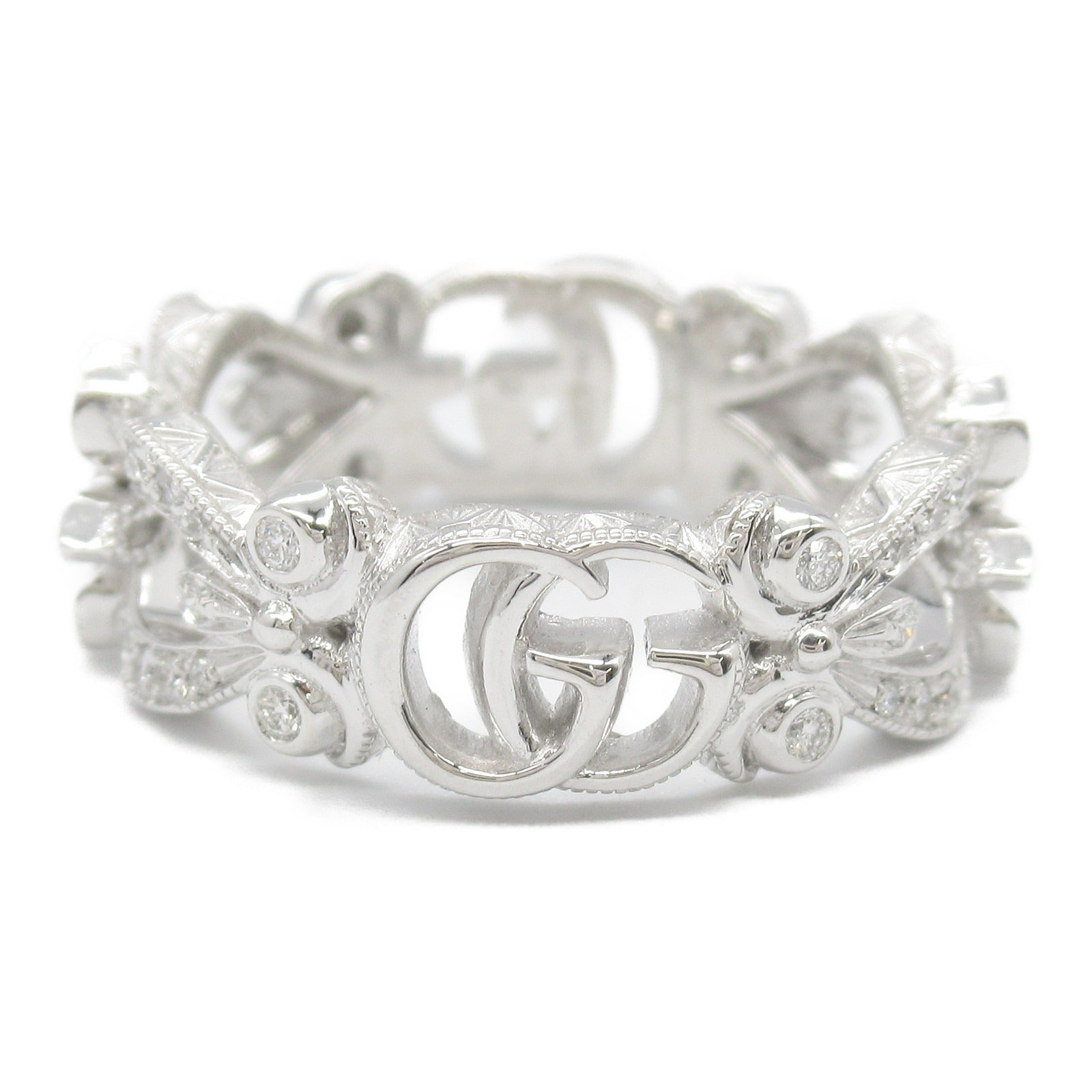 Gucci Diamond Flora Flower Motif Ring K18WG