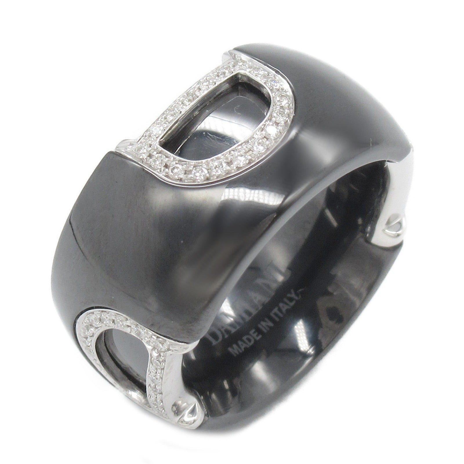 Damiani D Icon Ring K18WG Diamond Black Ceramic