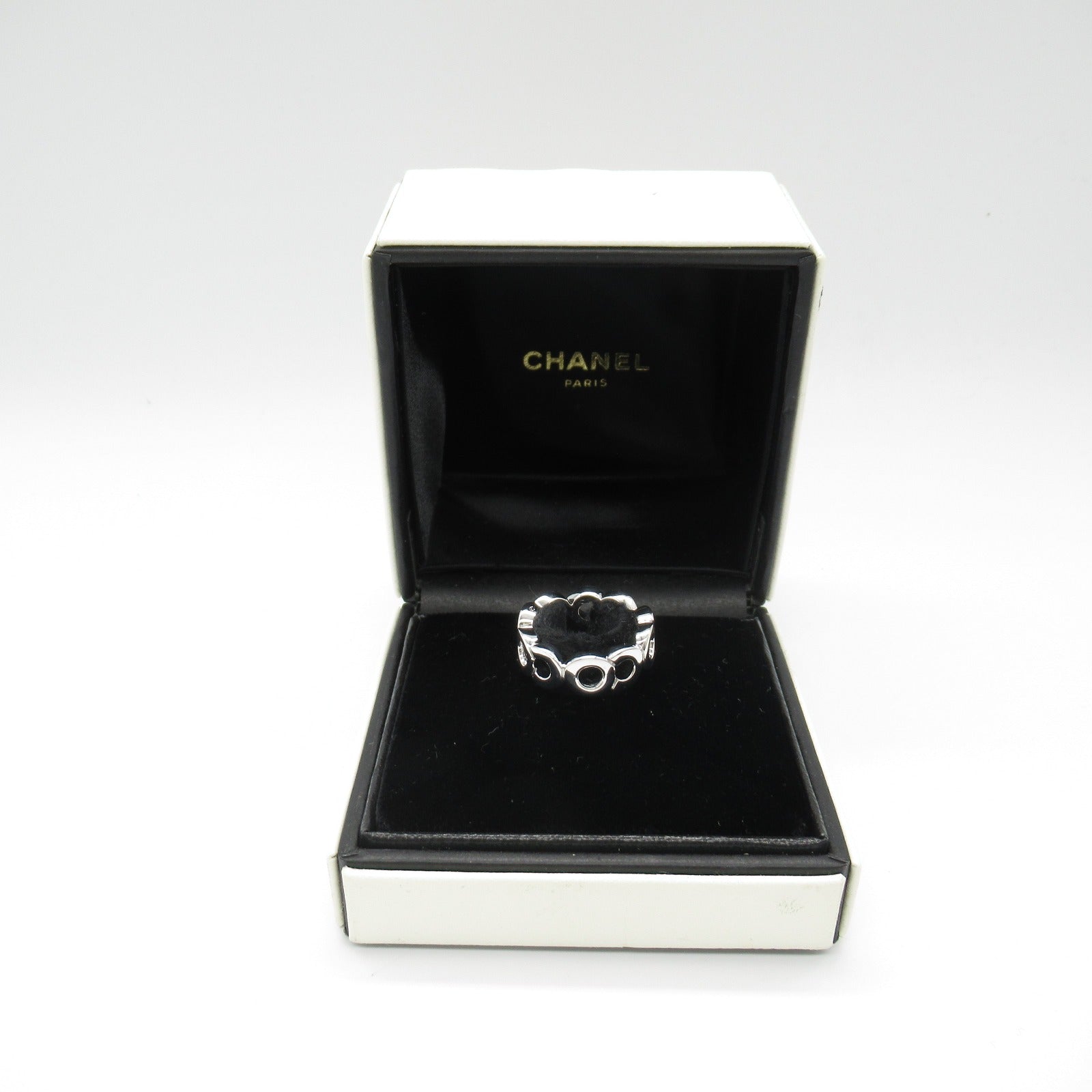 Chanel Coco Ring K18 White Gold Silver