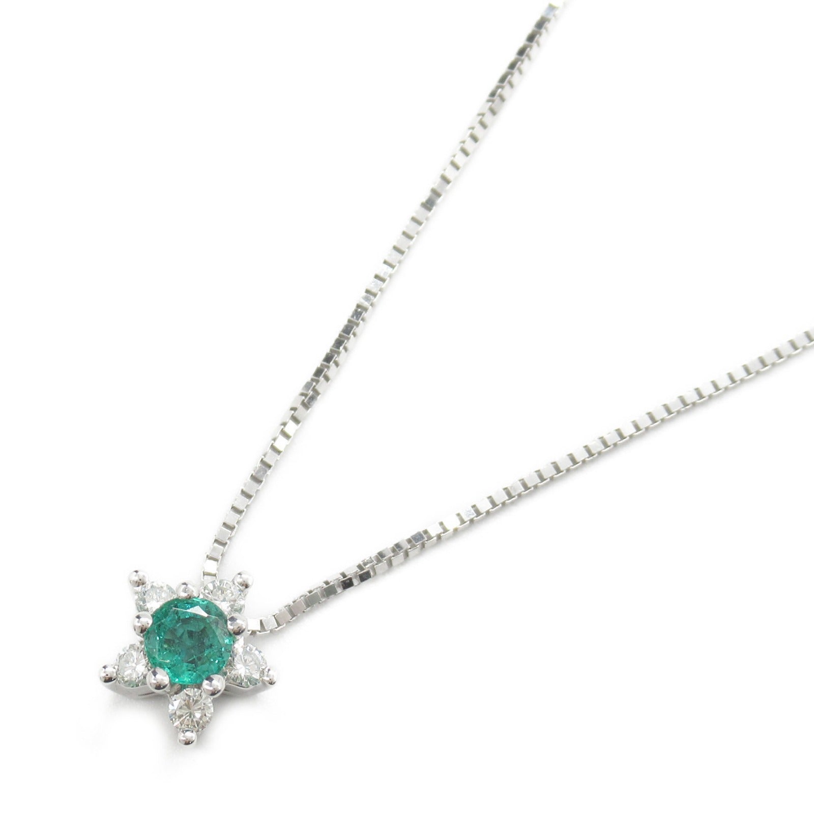 Damiani Emerald Flower Necklace K18WG Diamond