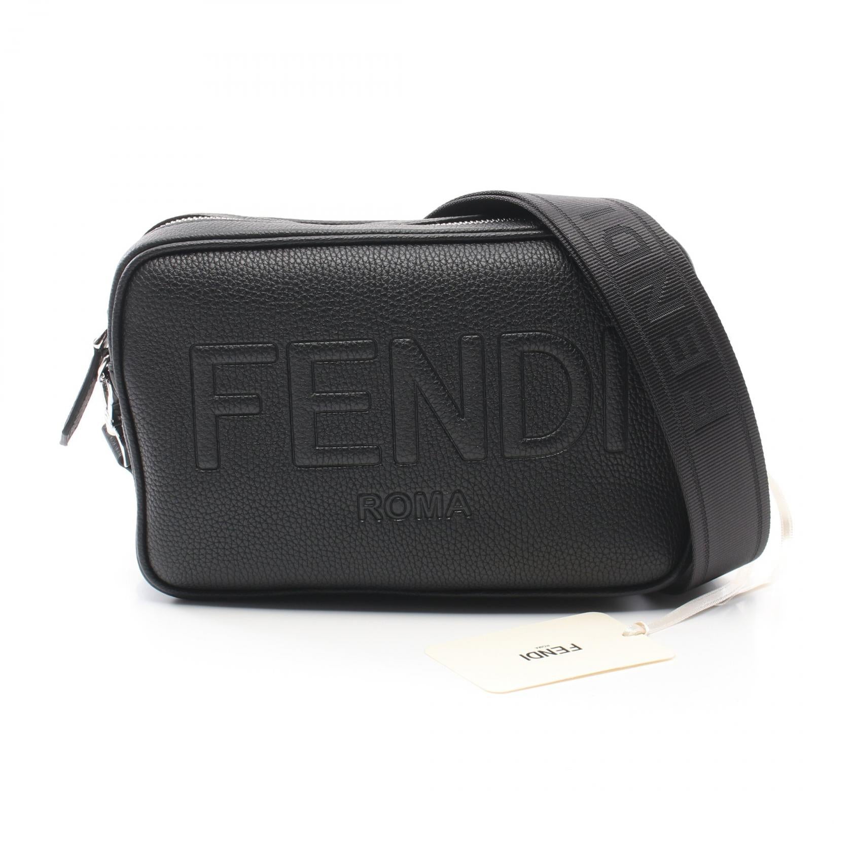 Fendi Leather Camera Case Embossed Logo Shoulder Bag