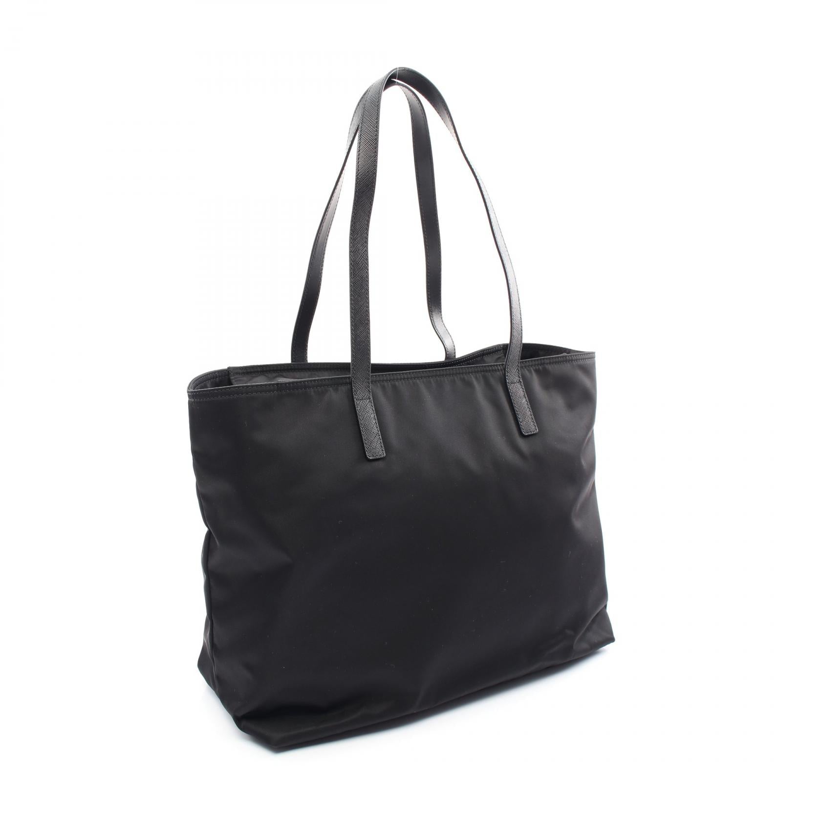 Prada Nylon Leather Tote Bag Black