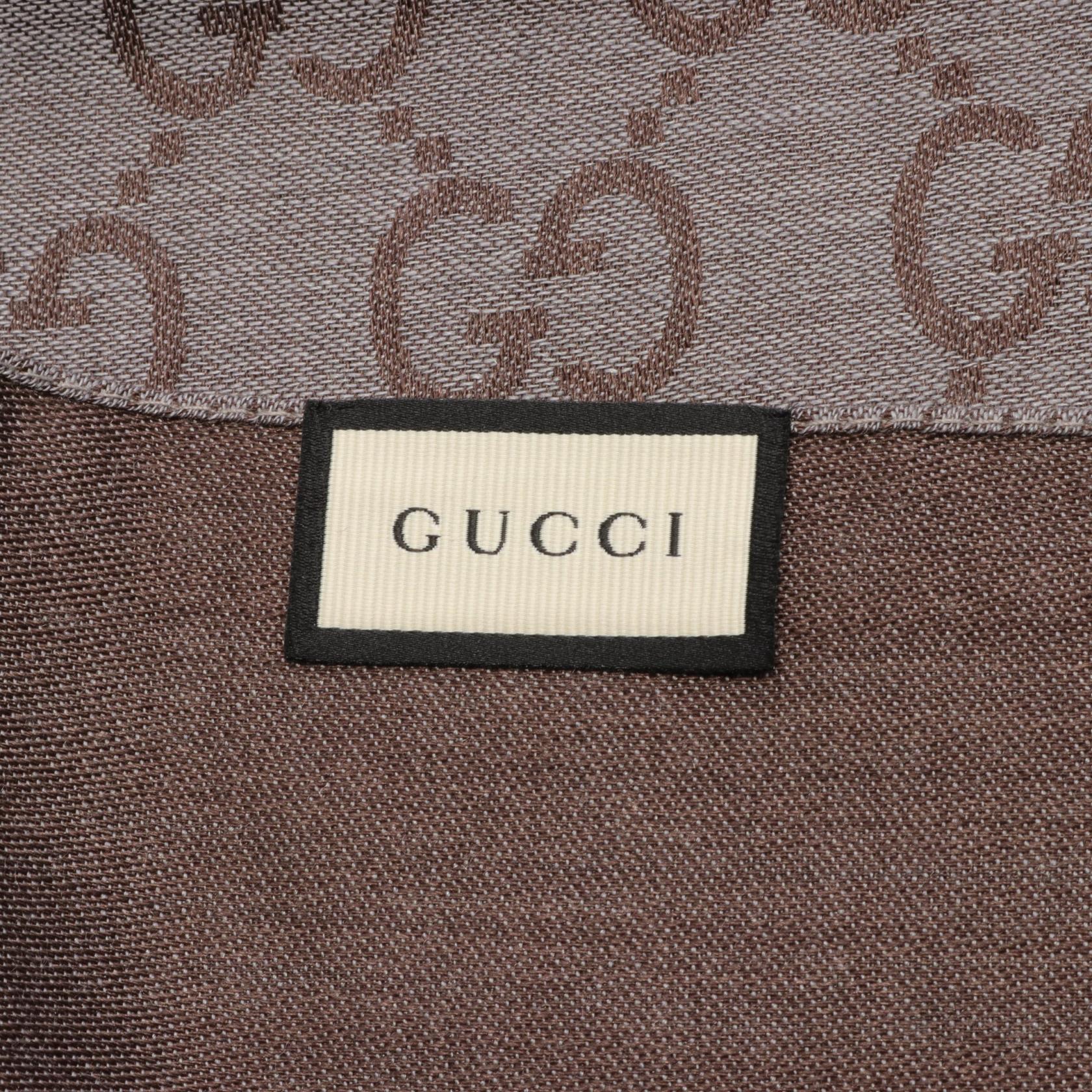 Gucci Wool Silk GG Pattern Scarf