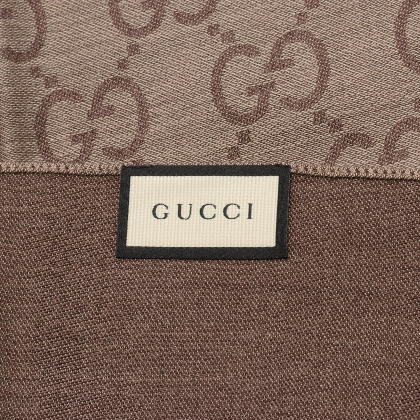 Gucci Wool Silk GG Pattern Scarf