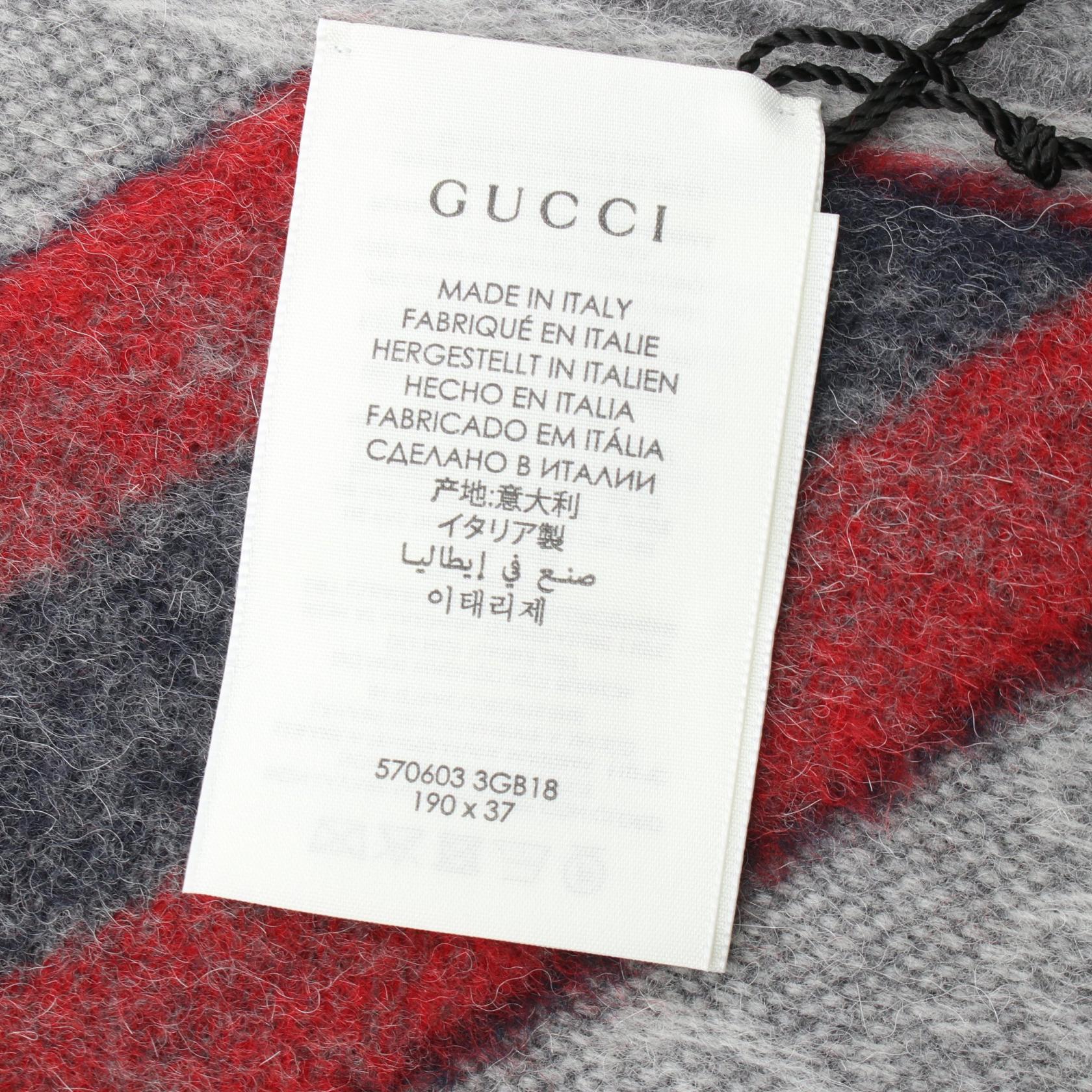 Gucci Wool Scarf Gray 5706033GB181768