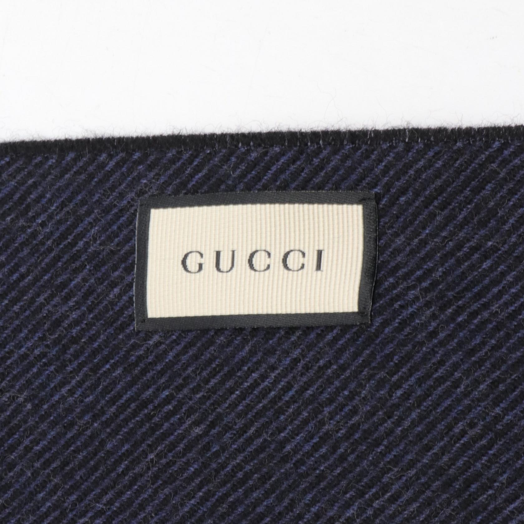 Gucci Wool Web Stripe Scarf Navy/Red