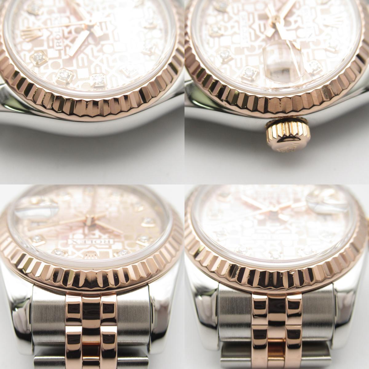 Rolex Datejust 10P Diamond Watch Pink Gold Stainless Steel