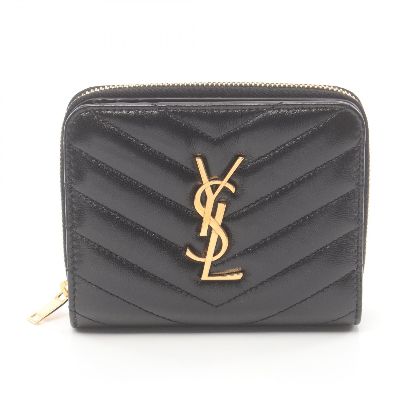 Saint Laurent Leather Monogram Wallet Black