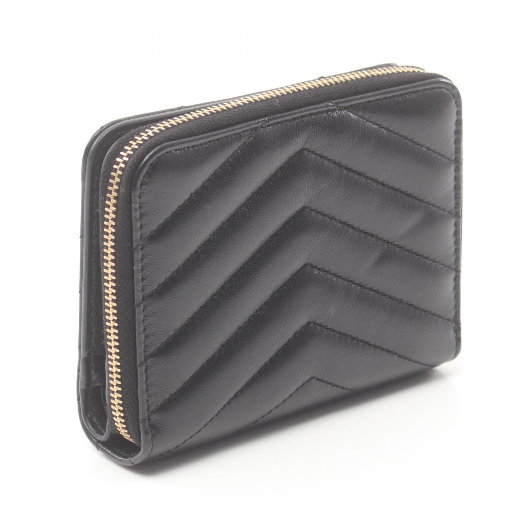 Saint Laurent Leather Monogram Wallet Black