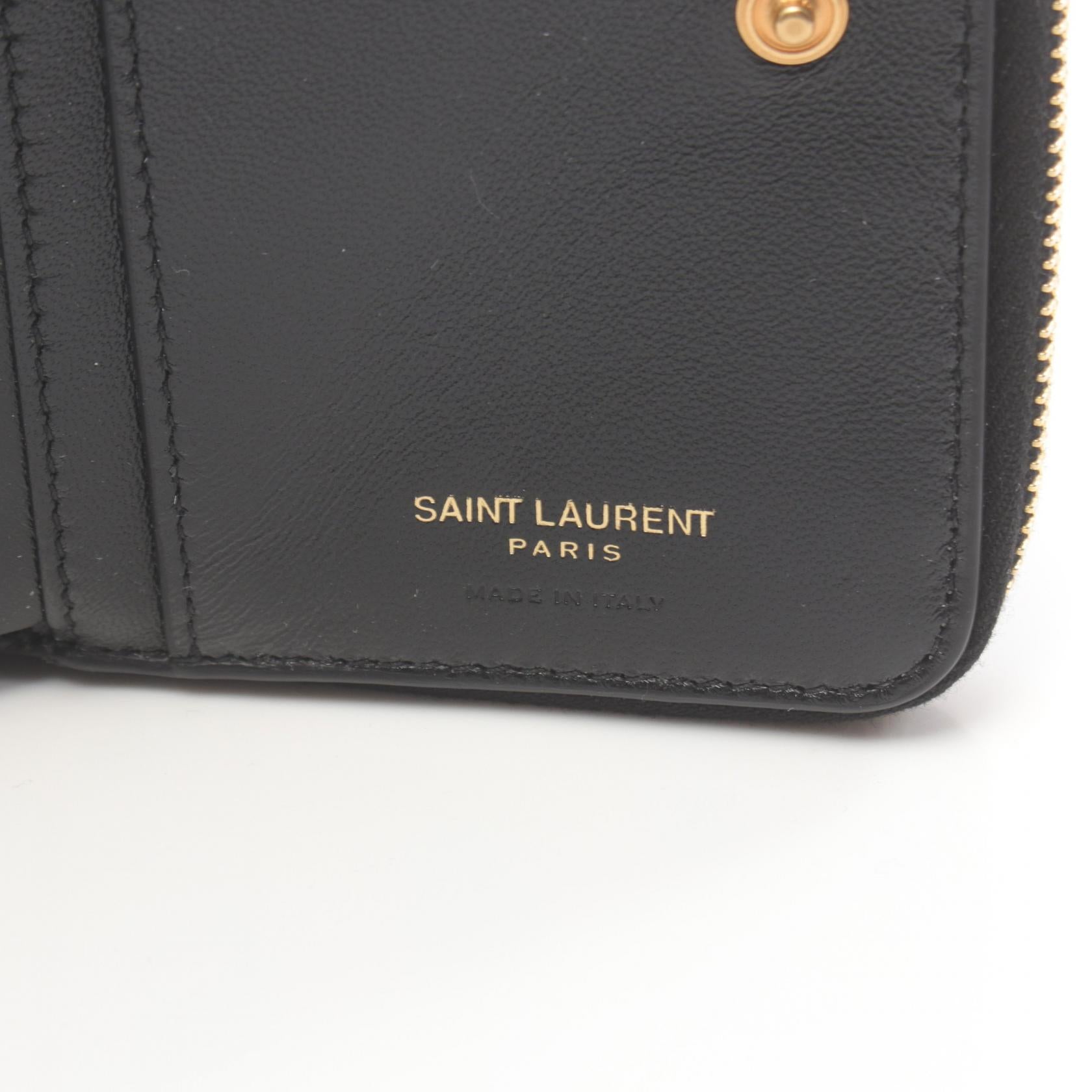 Saint Laurent Leather Monogram Wallet Black