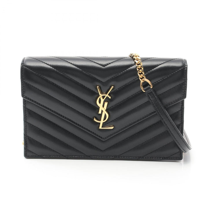 Saint Laurent Cassandra Leather Shoulder Bag Black