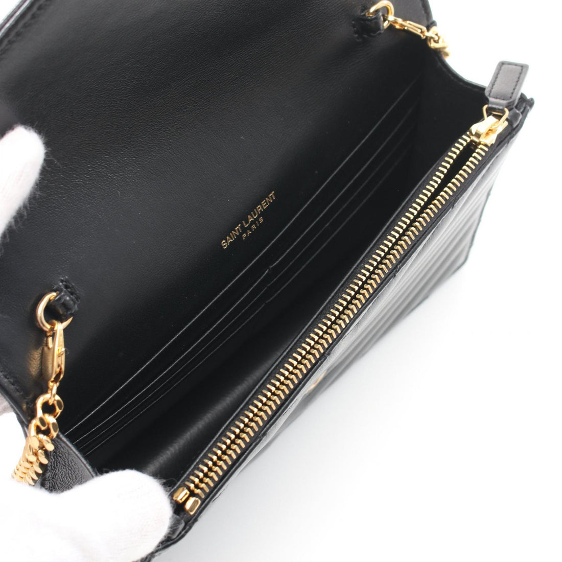 Saint Laurent Cassandra Leather Shoulder Bag Black