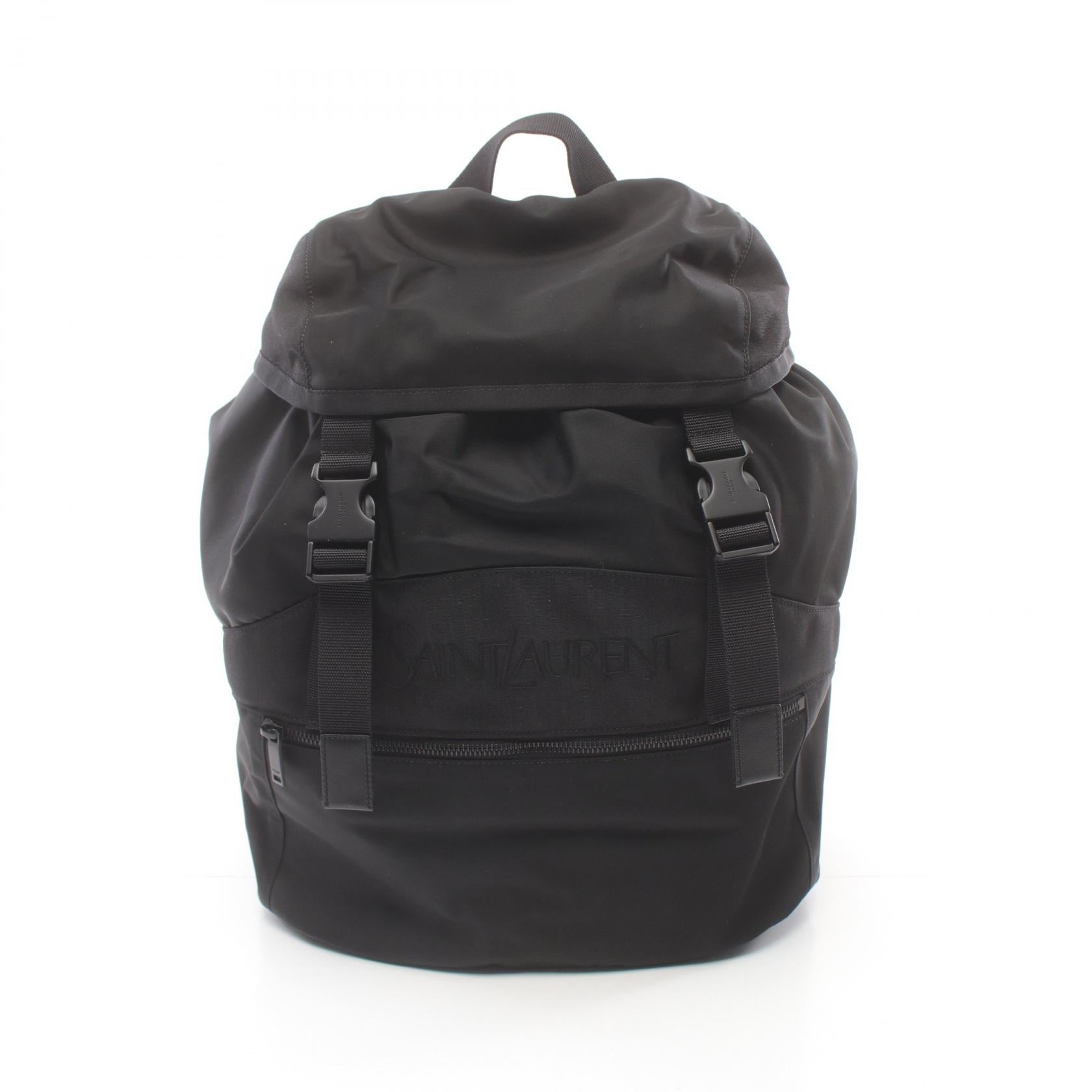 Saint Laurent Nylon Leather Backpack Black