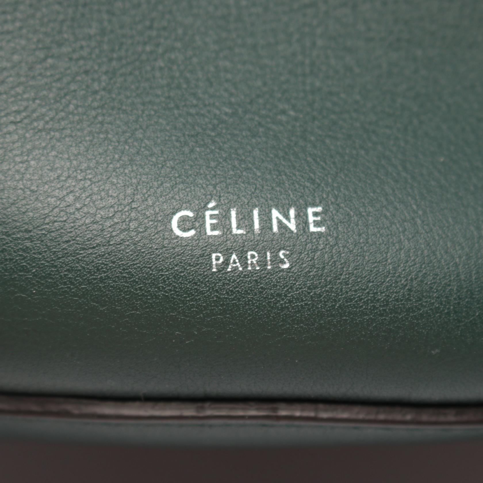 Celine Leather Big Bucket Shoulder Bag Green