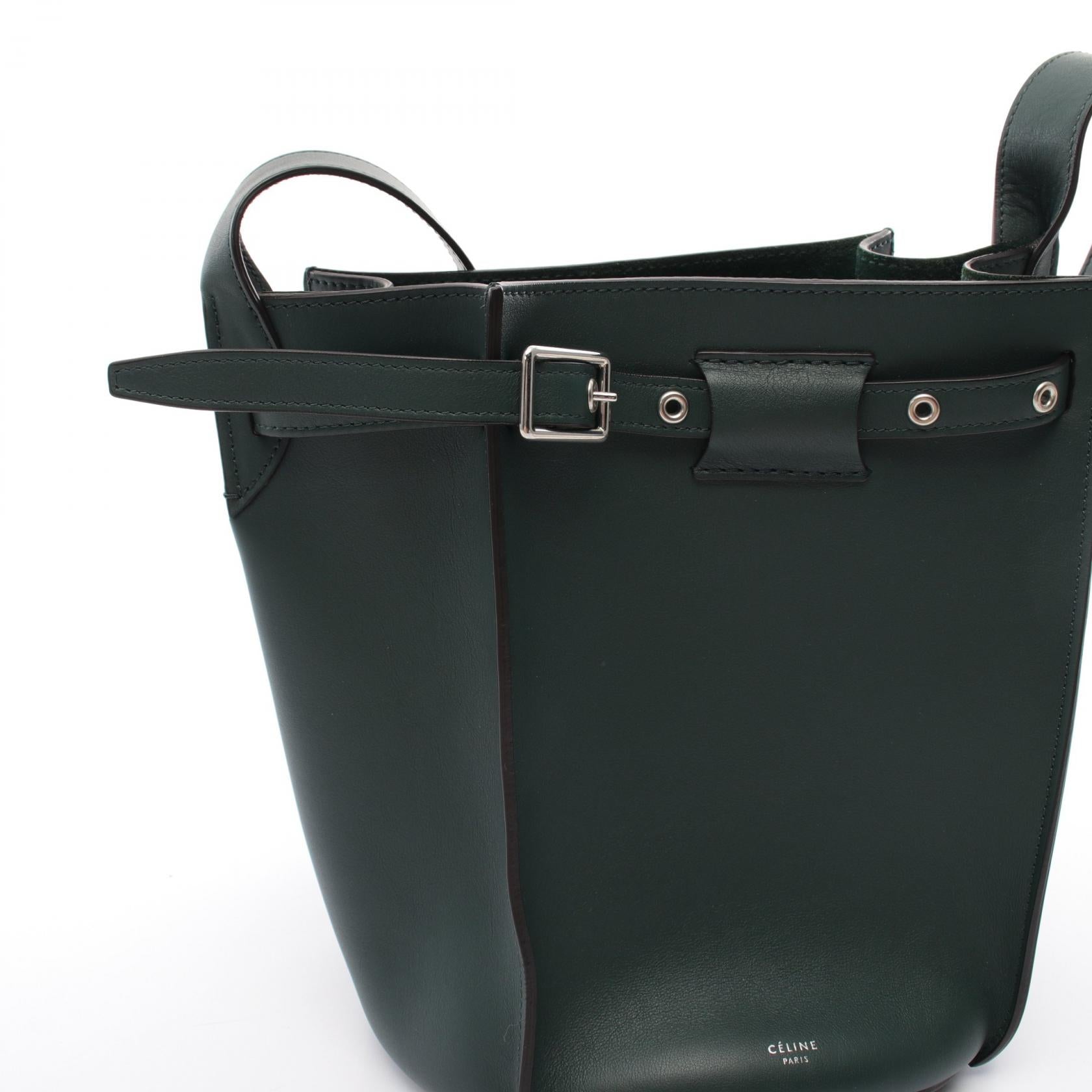 Celine Leather Big Bucket Shoulder Bag Green