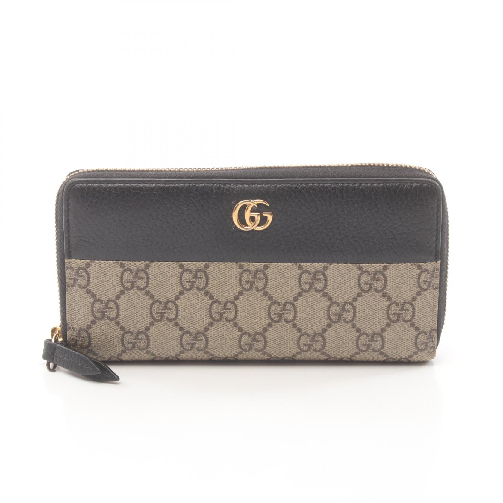 Gucci GG Marmont Round Wallet Leather Beige/Black