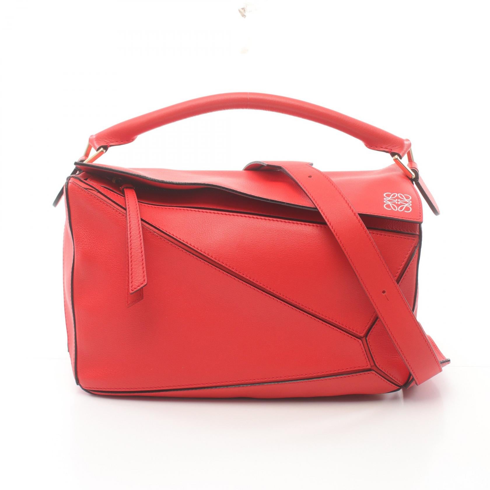 Loewe Puzzle Medium Leather Handbag Red