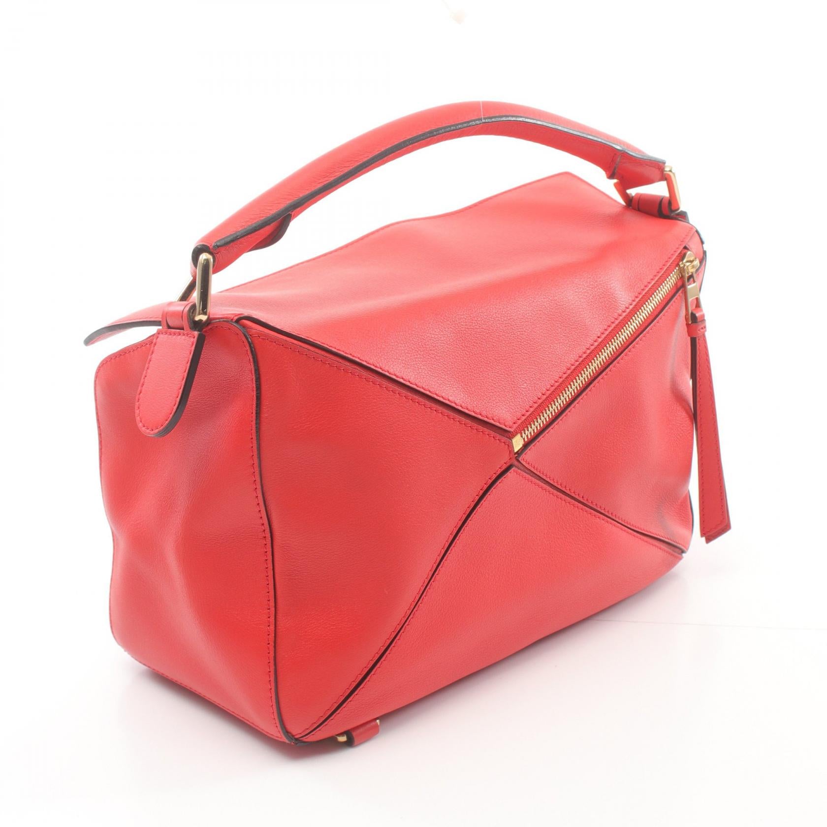 Loewe Puzzle Medium Leather Handbag Red