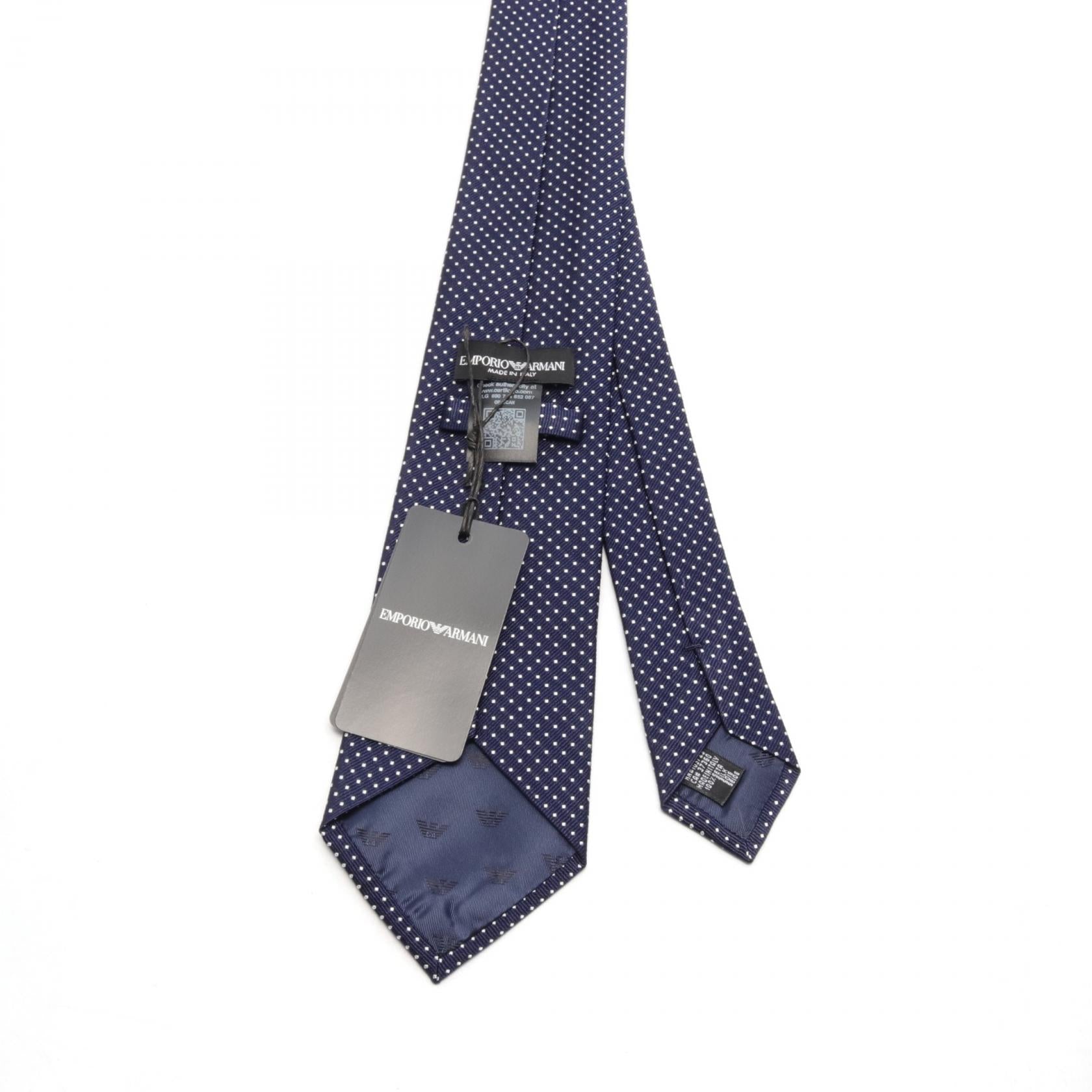 Emporio Armani Silk Tie Navy/White