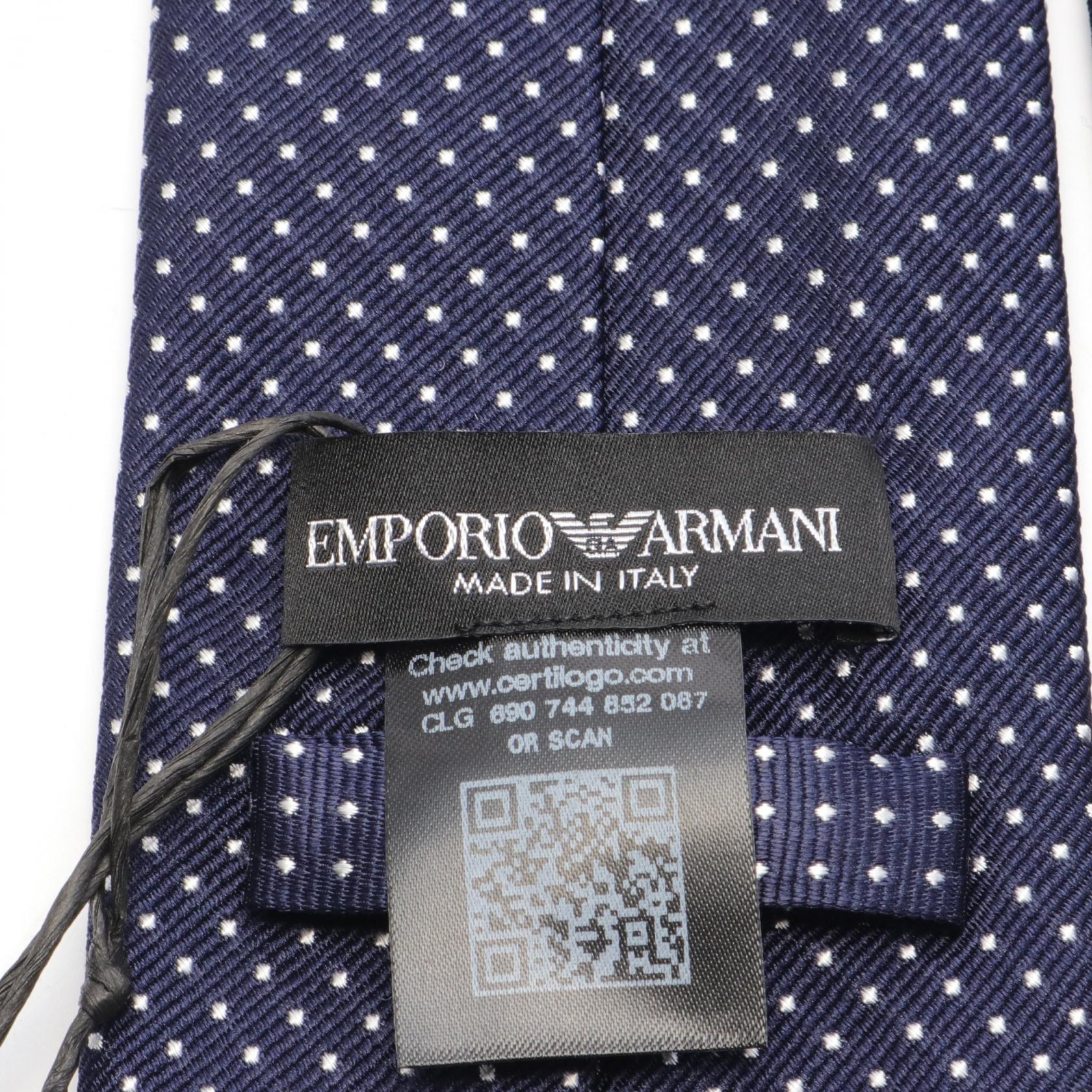 Emporio Armani Silk Tie Navy/White