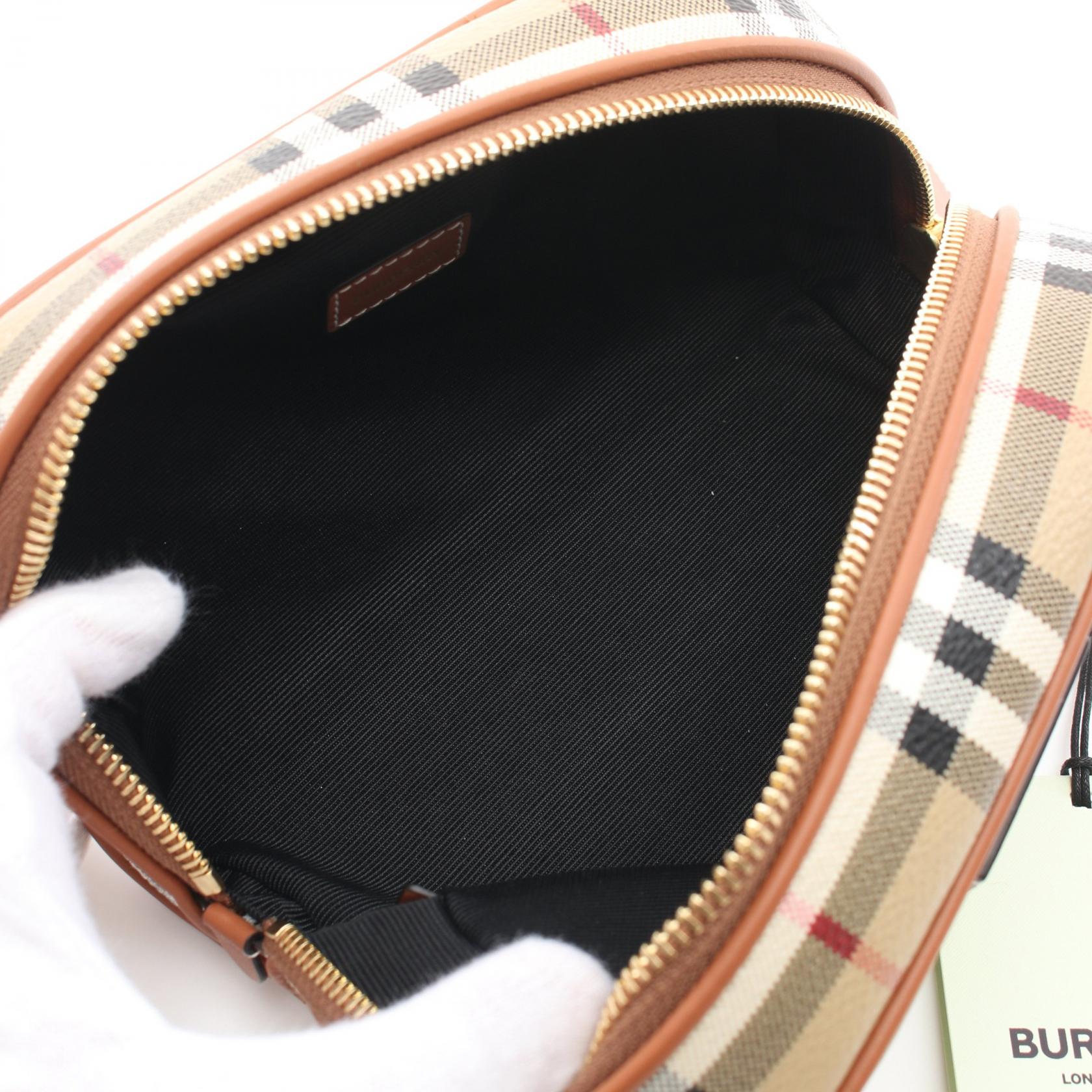 Burberry Check Travel Pouch PVC Canvas Leather