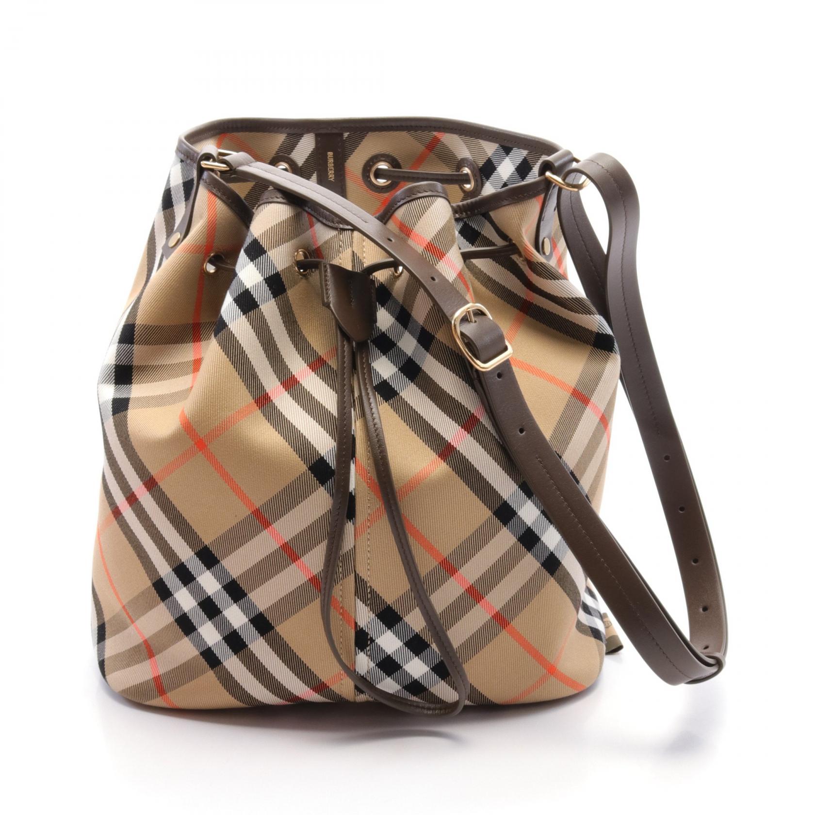 Burberry Vintage Check Canvas Leather Shoulder Bag