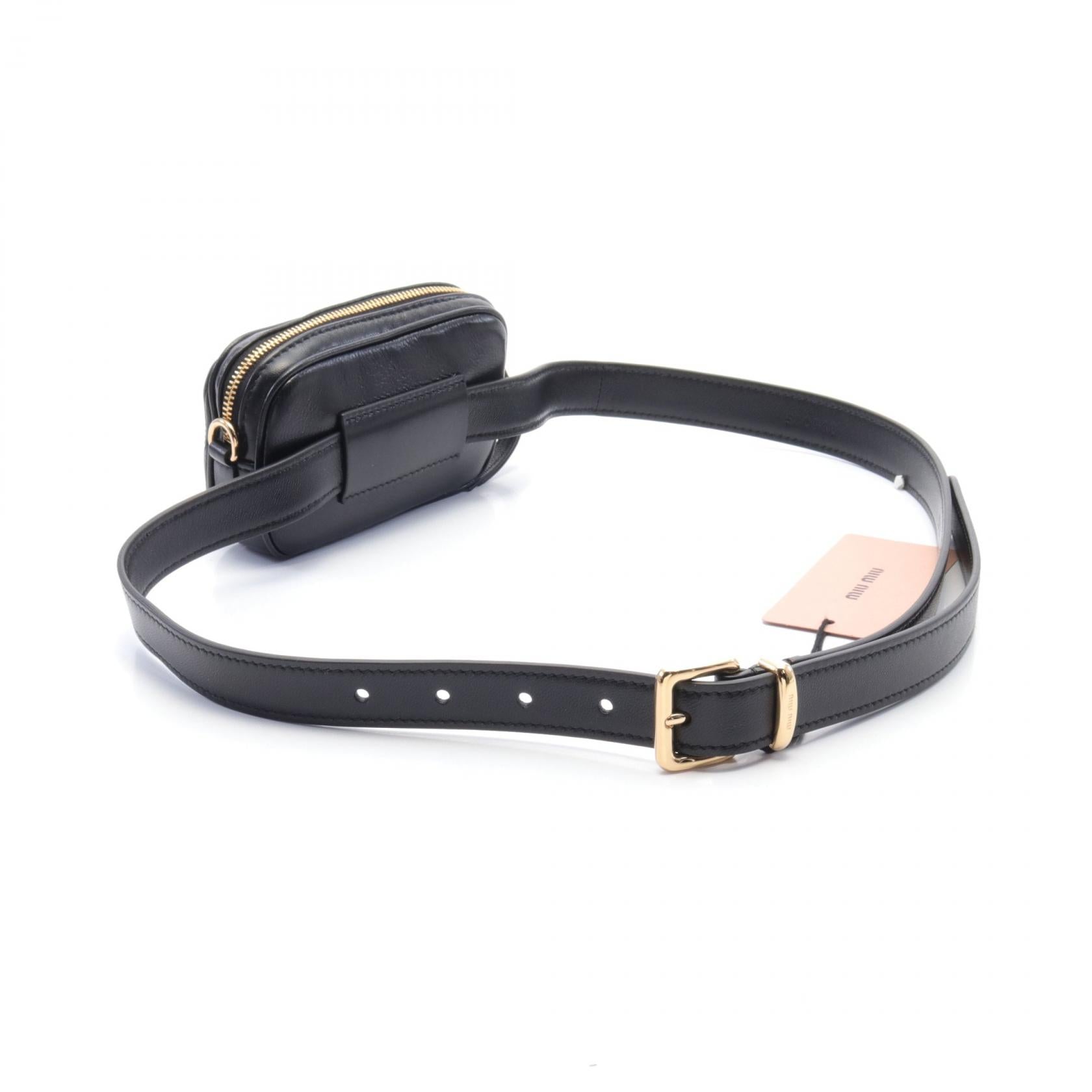 Miu Miu Matelasse Leather Waist Bag Black