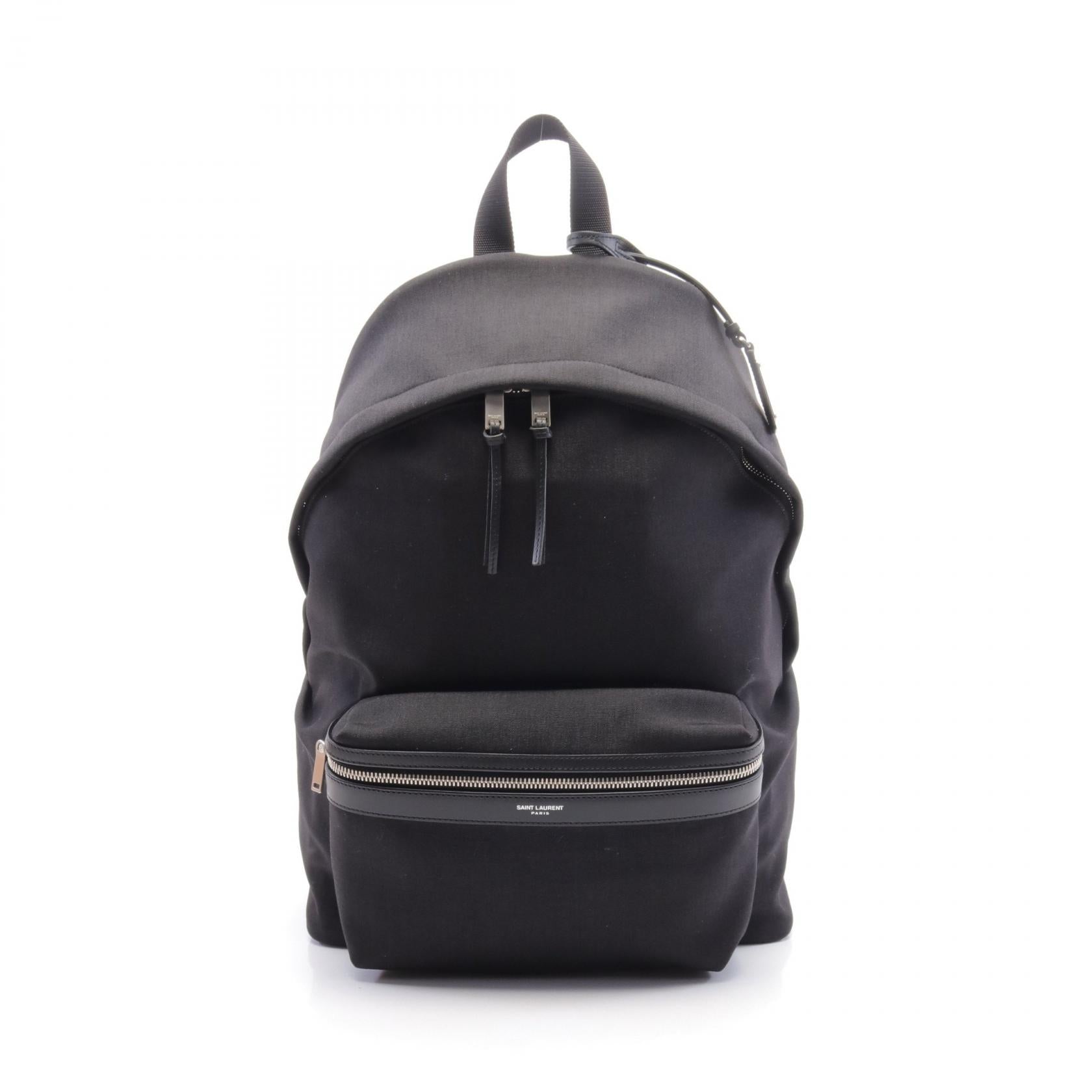 Saint Laurent Canvas Leather Backpack Black