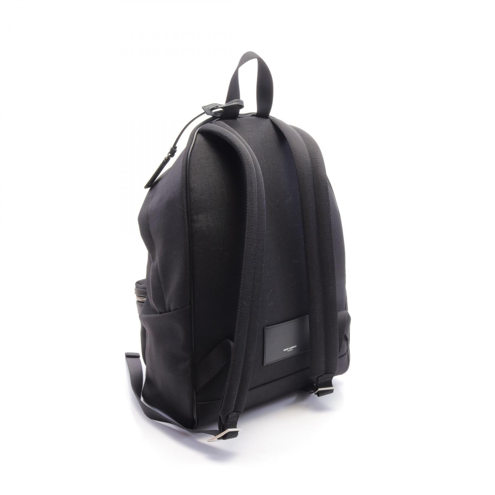 Saint Laurent Canvas Leather Backpack Black