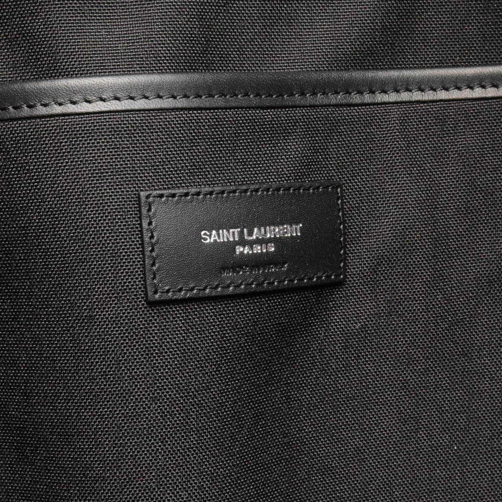 Saint Laurent Canvas Leather Backpack Black