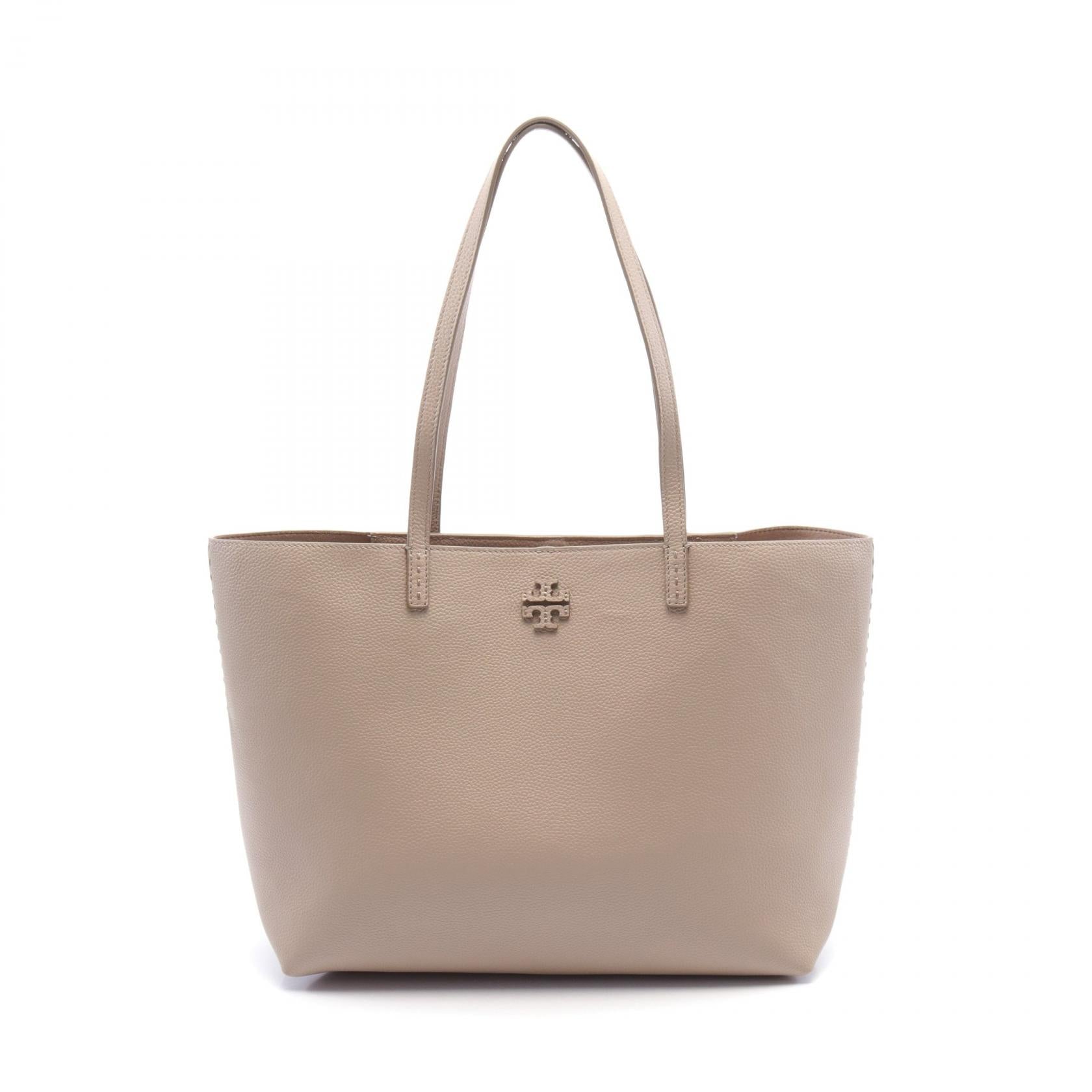 Tory Burch McGraw Leather Tote Bag Beige