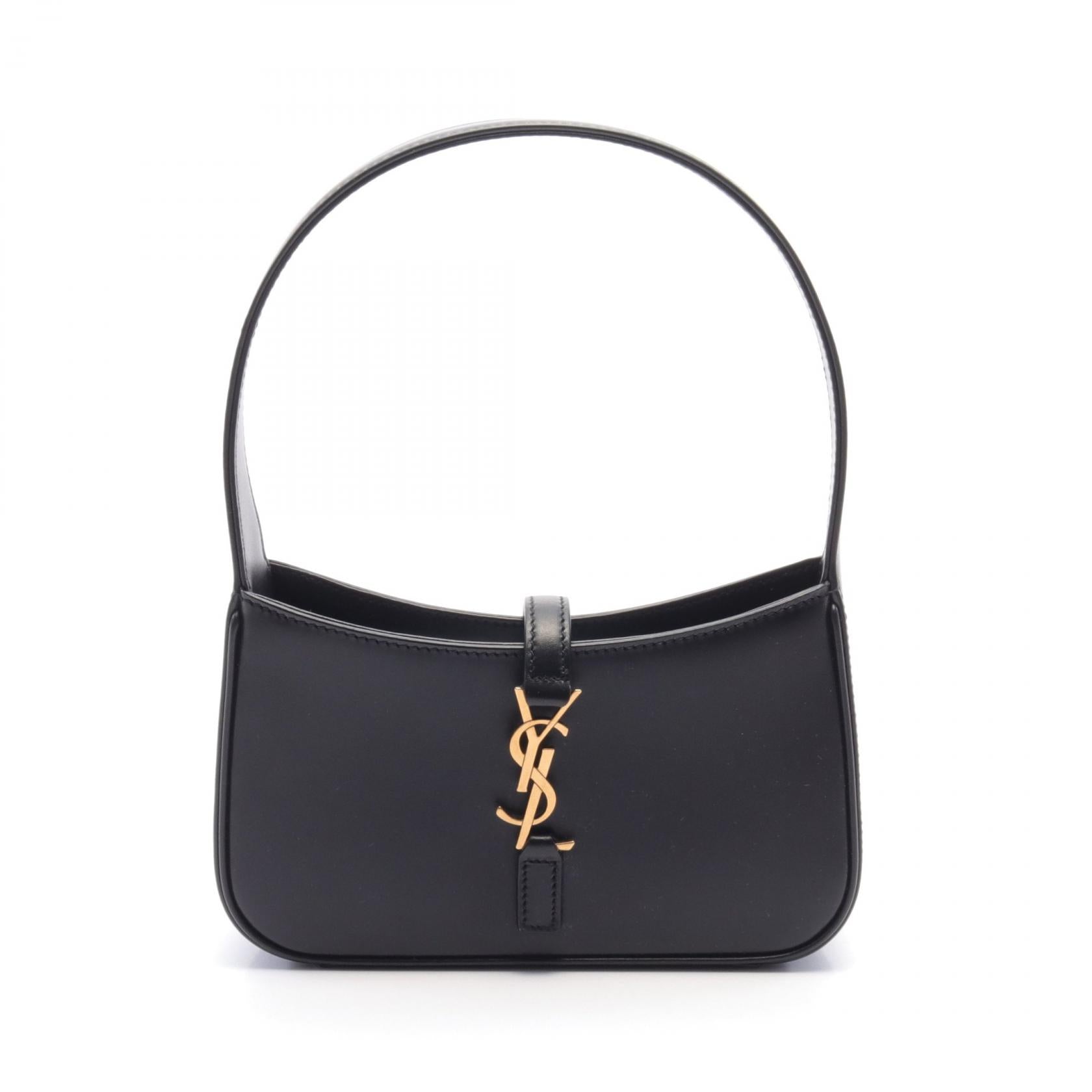 Saint Laurent Mini Hobo Leather Handbag Black