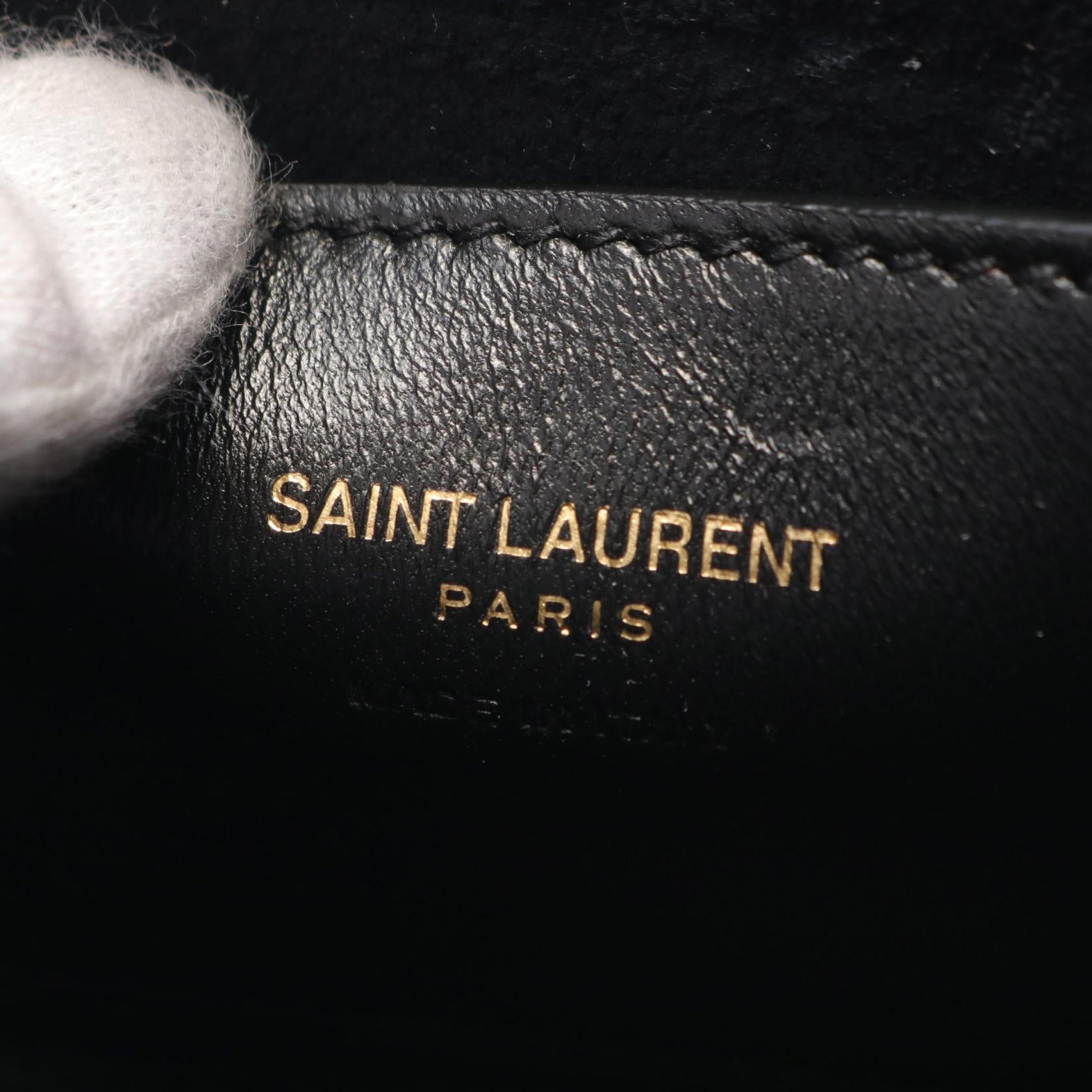 Saint Laurent Mini Hobo Leather Handbag Black