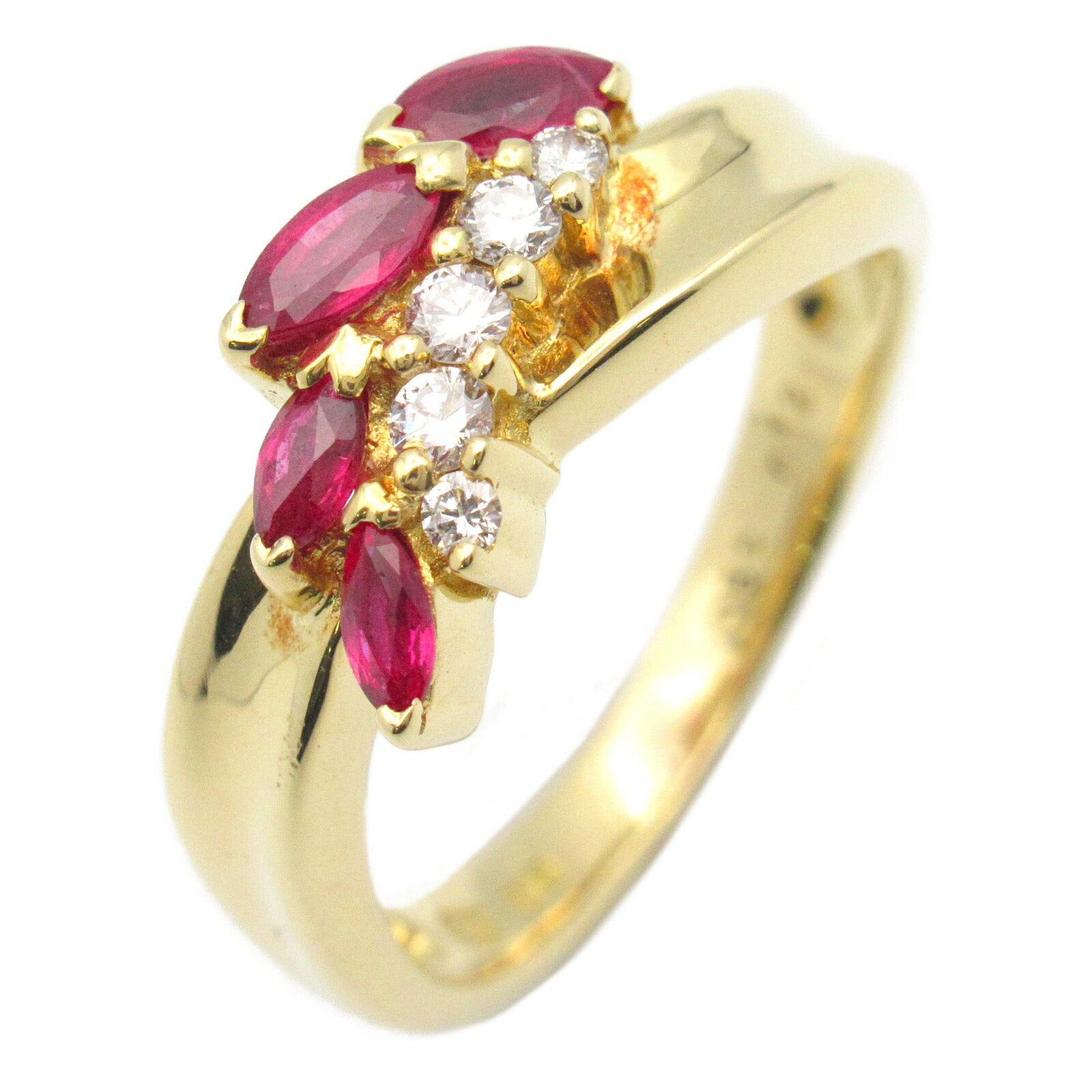 Ruby Diamond Ring K18 Yellow Gold Jewelry