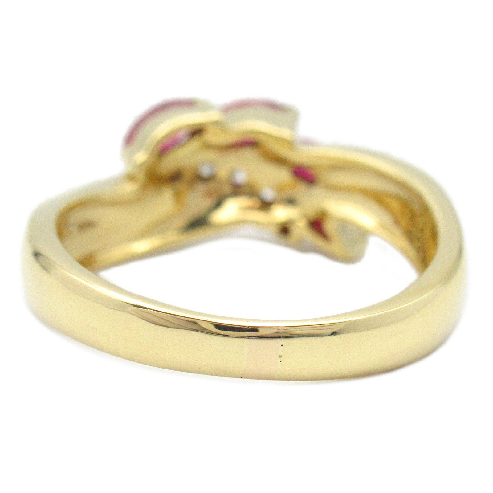 Ruby Diamond Ring K18 Yellow Gold Jewelry