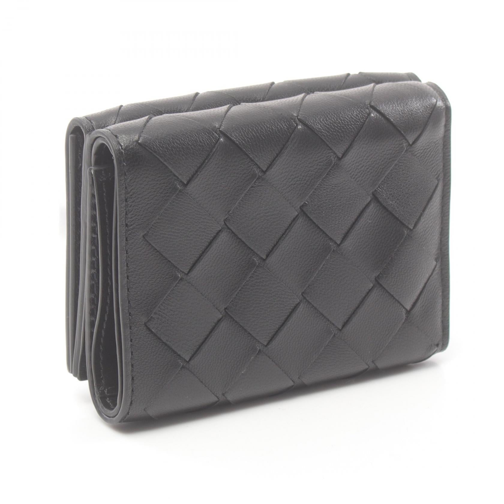 Bottega Veneta Leather Trifold Wallet Black