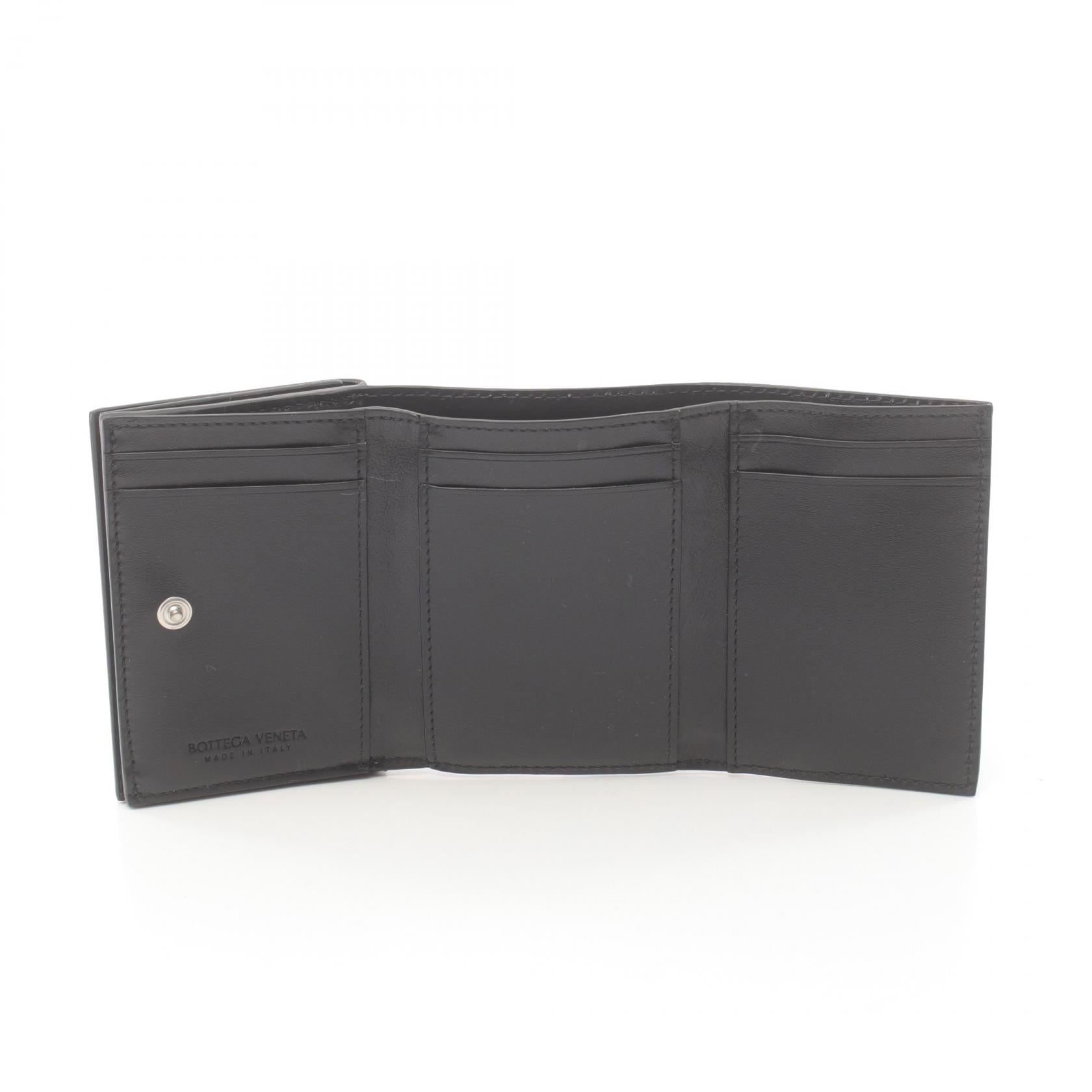 Bottega Veneta Leather Trifold Wallet Black