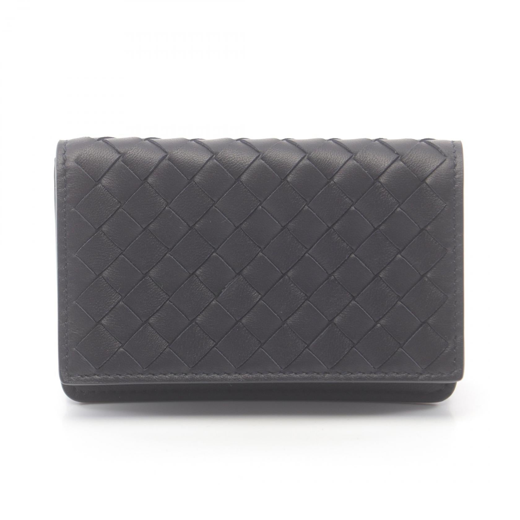 Bottega Veneta Leather Card Case Black